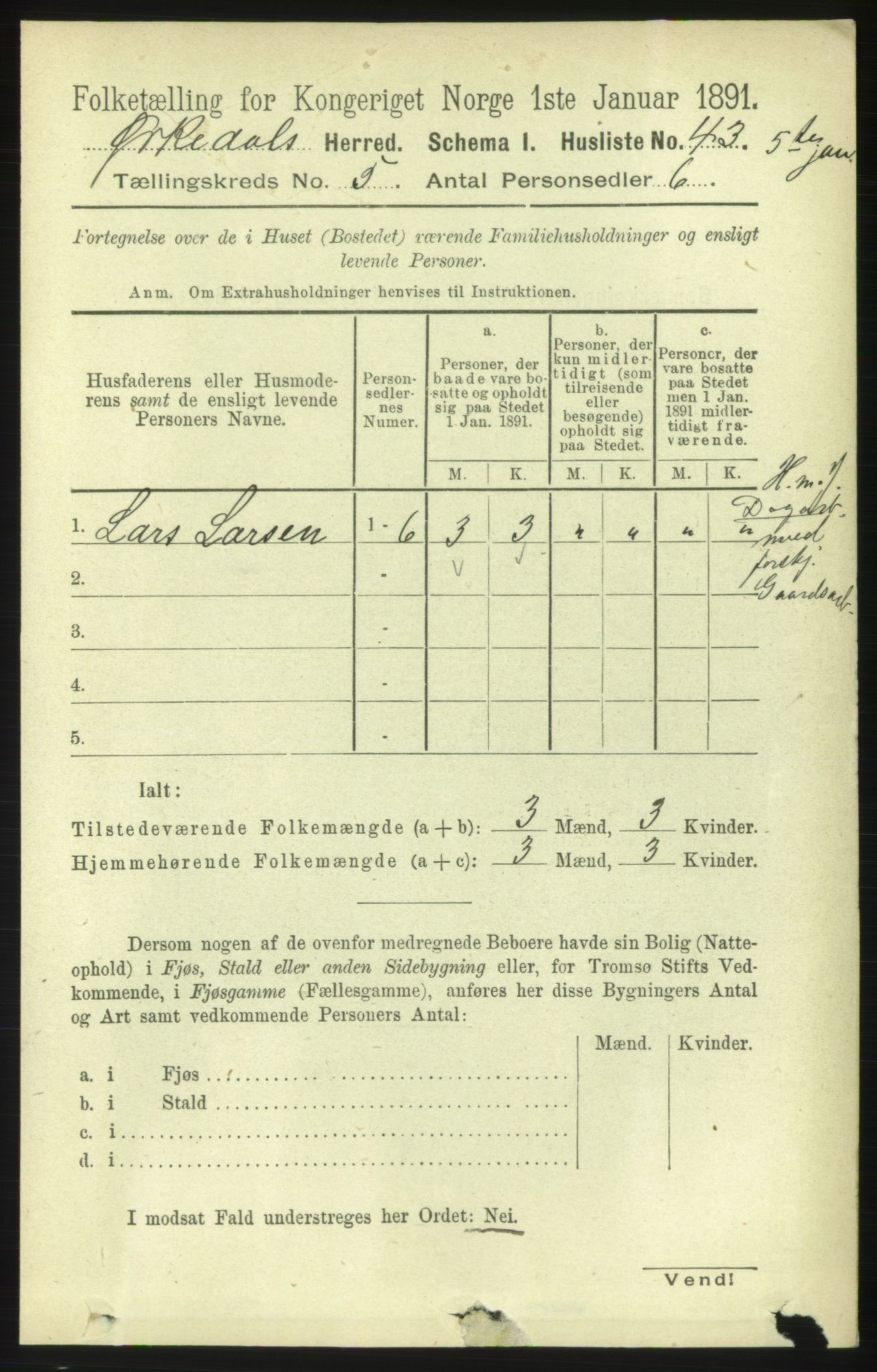 RA, 1891 census for 1638 Orkdal, 1891, p. 2510