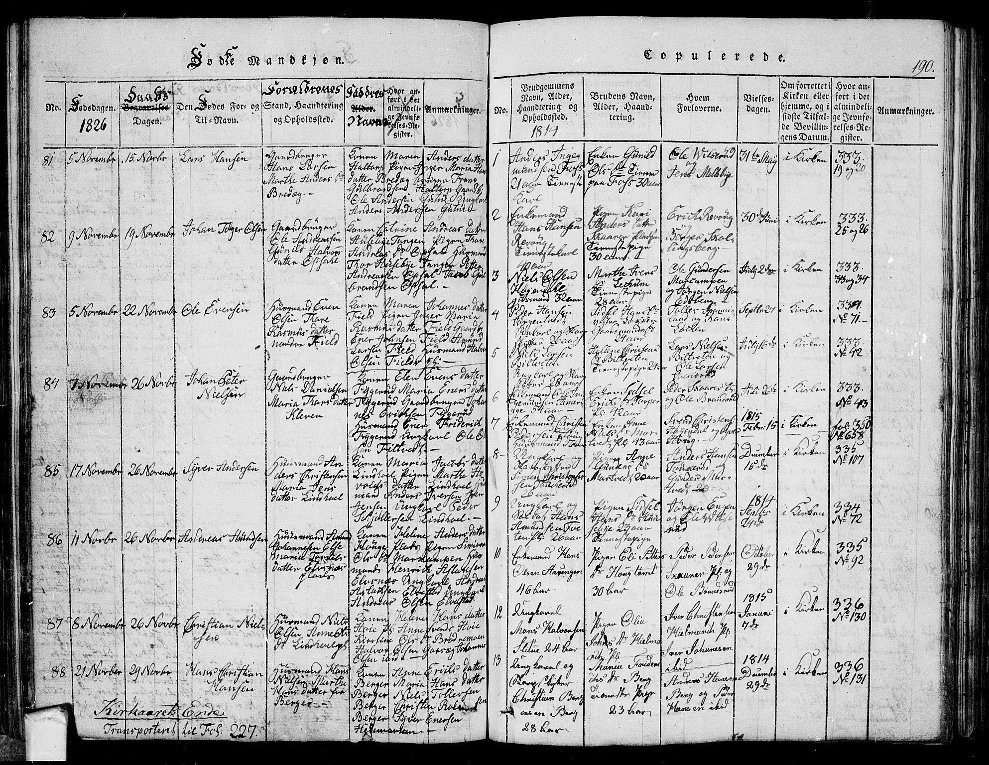 Eidsberg prestekontor Kirkebøker, SAO/A-10905/G/Ga/L0001: Parish register (copy) no. I 1, 1814-1831, p. 190