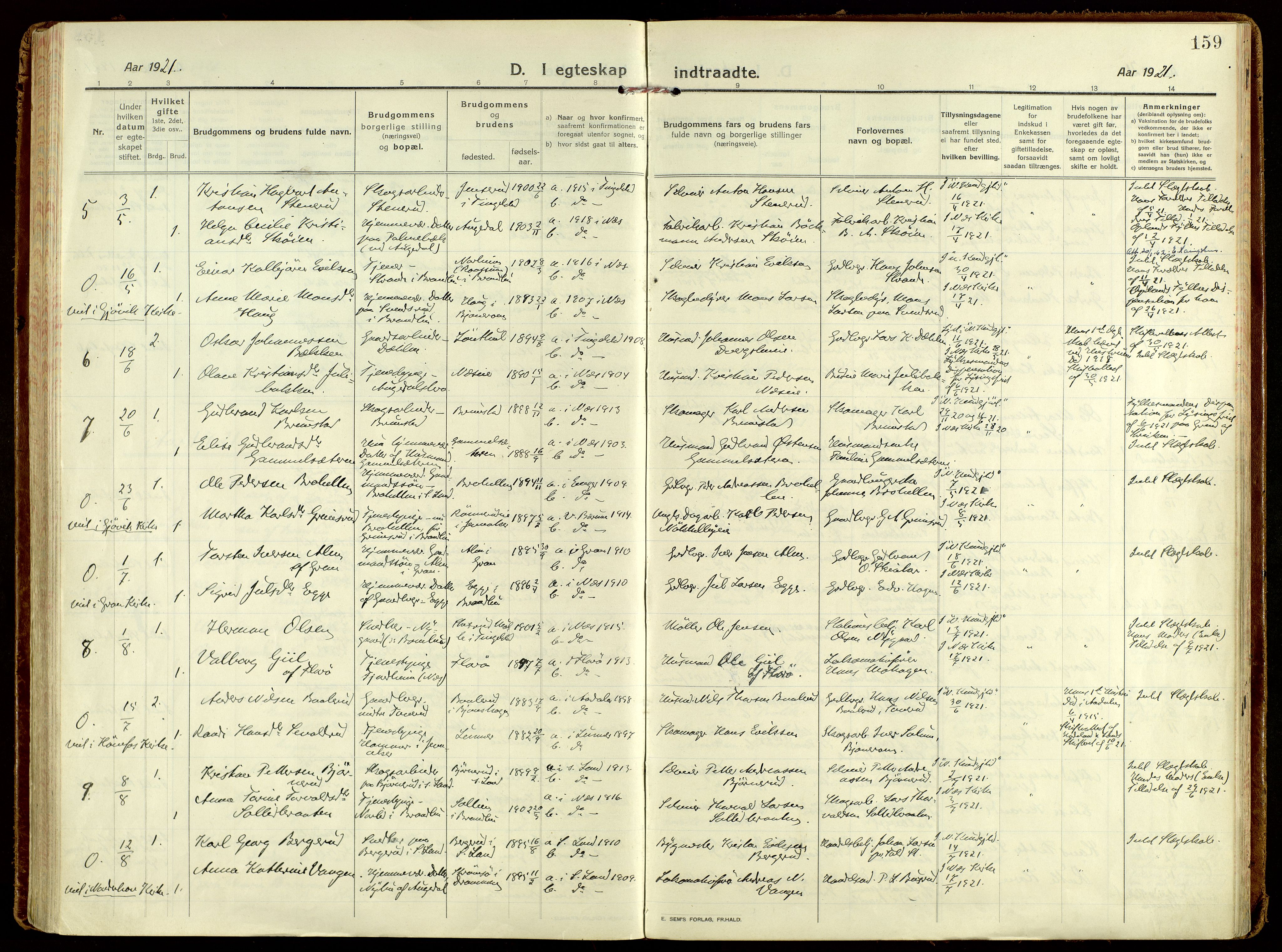 Brandbu prestekontor, AV/SAH-PREST-114/H/Ha/Haa/L0004: Parish register (official) no. 4, 1913-1923, p. 159