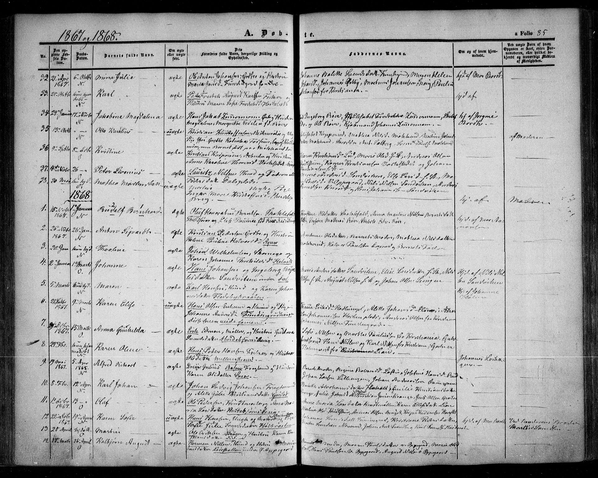 Nesodden prestekontor Kirkebøker, SAO/A-10013/F/Fa/L0007: Parish register (official) no. I 7, 1848-1868, p. 85