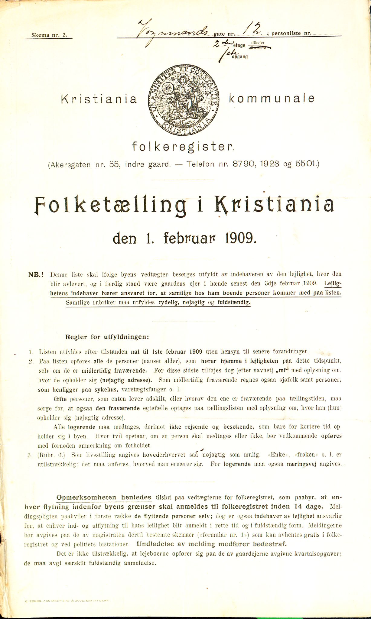 OBA, Municipal Census 1909 for Kristiania, 1909, p. 112641