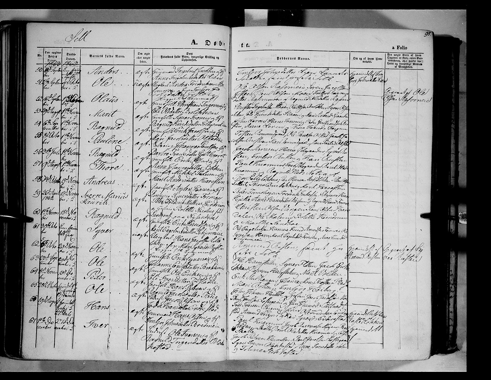 Vågå prestekontor, SAH/PREST-076/H/Ha/Haa/L0006: Parish register (official) no. 6 /3, 1857-1872, p. 95