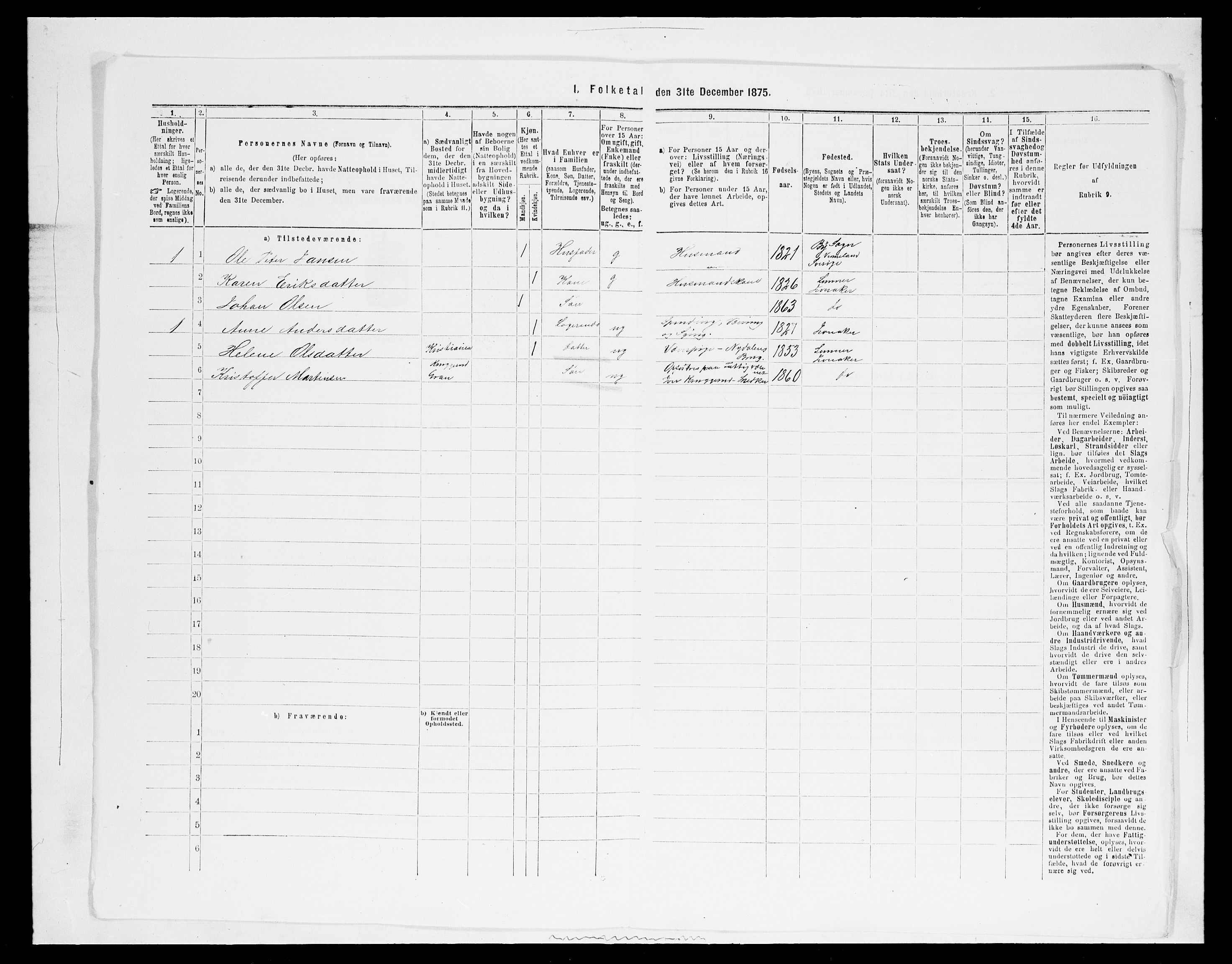 SAH, 1875 census for 0532P Jevnaker, 1875, p. 421