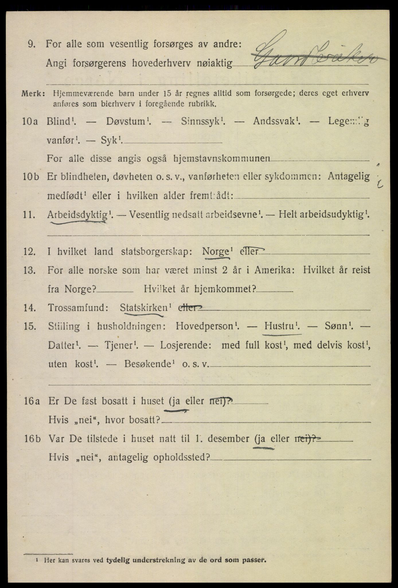 SAH, 1920 census for Øystre Slidre, 1920, p. 1426