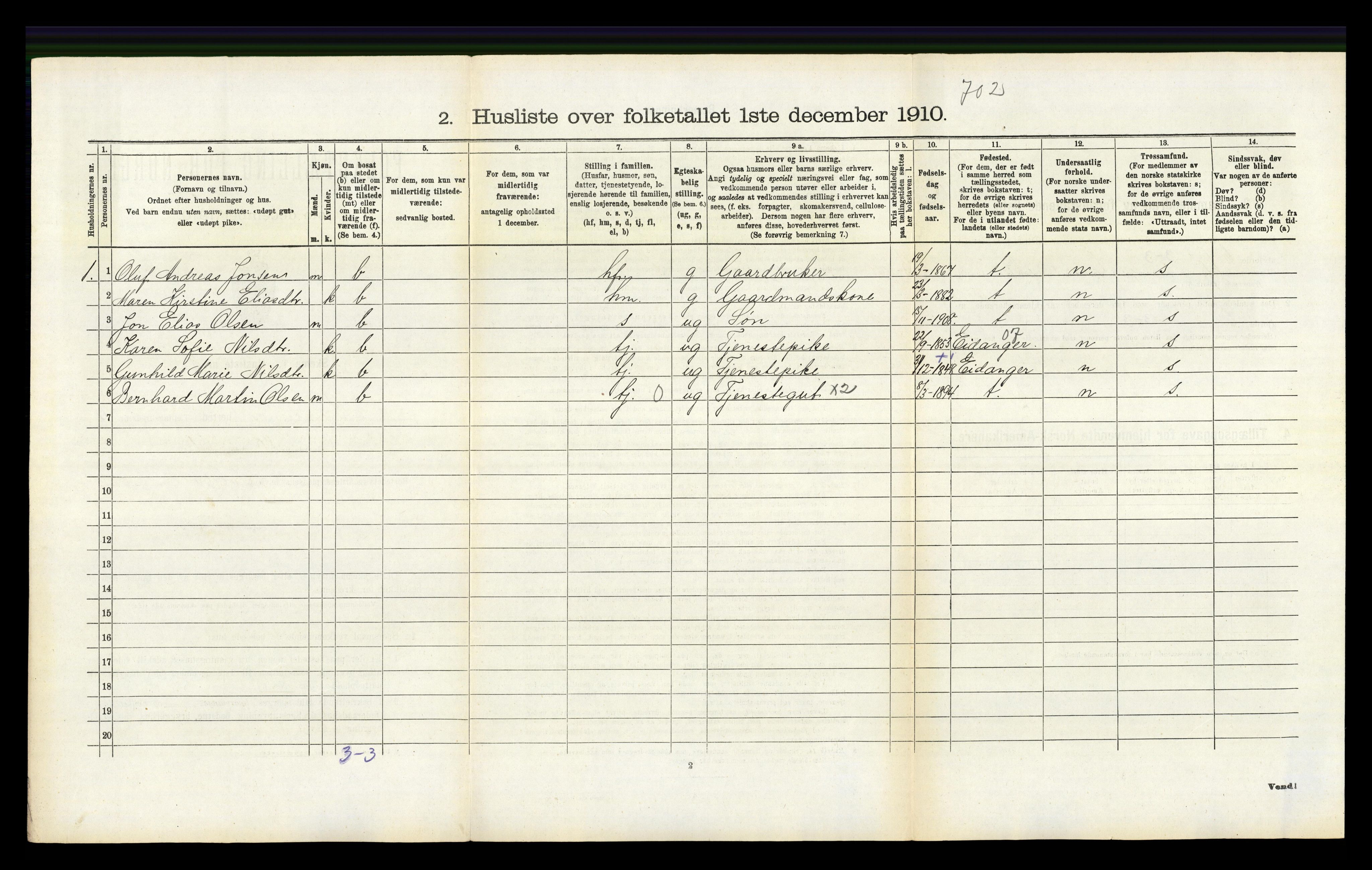 RA, 1910 census for Brunlanes, 1910, p. 796