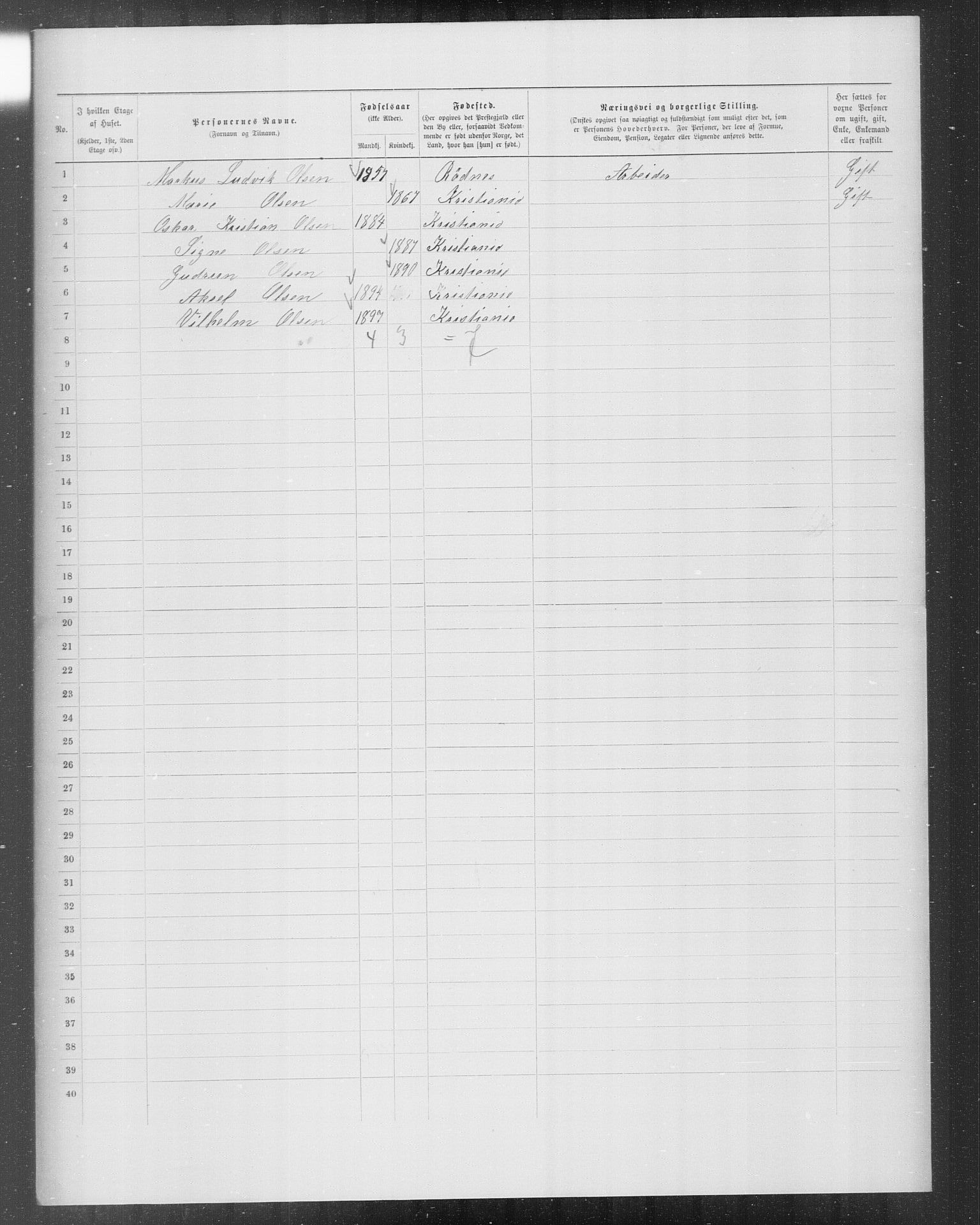 OBA, Municipal Census 1899 for Kristiania, 1899, p. 9616