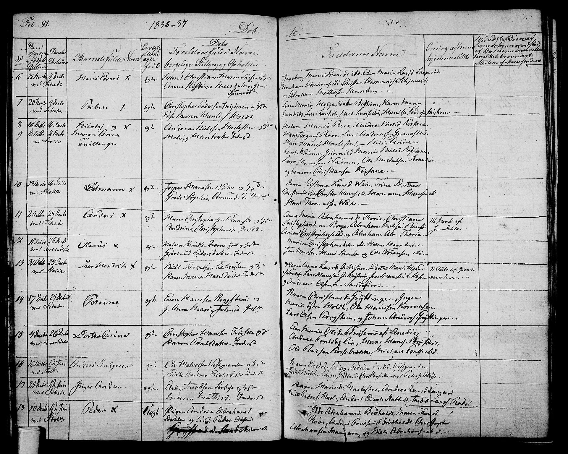 Stokke kirkebøker, AV/SAKO-A-320/F/Fa/L0006: Parish register (official) no. I 6, 1826-1843, p. 91