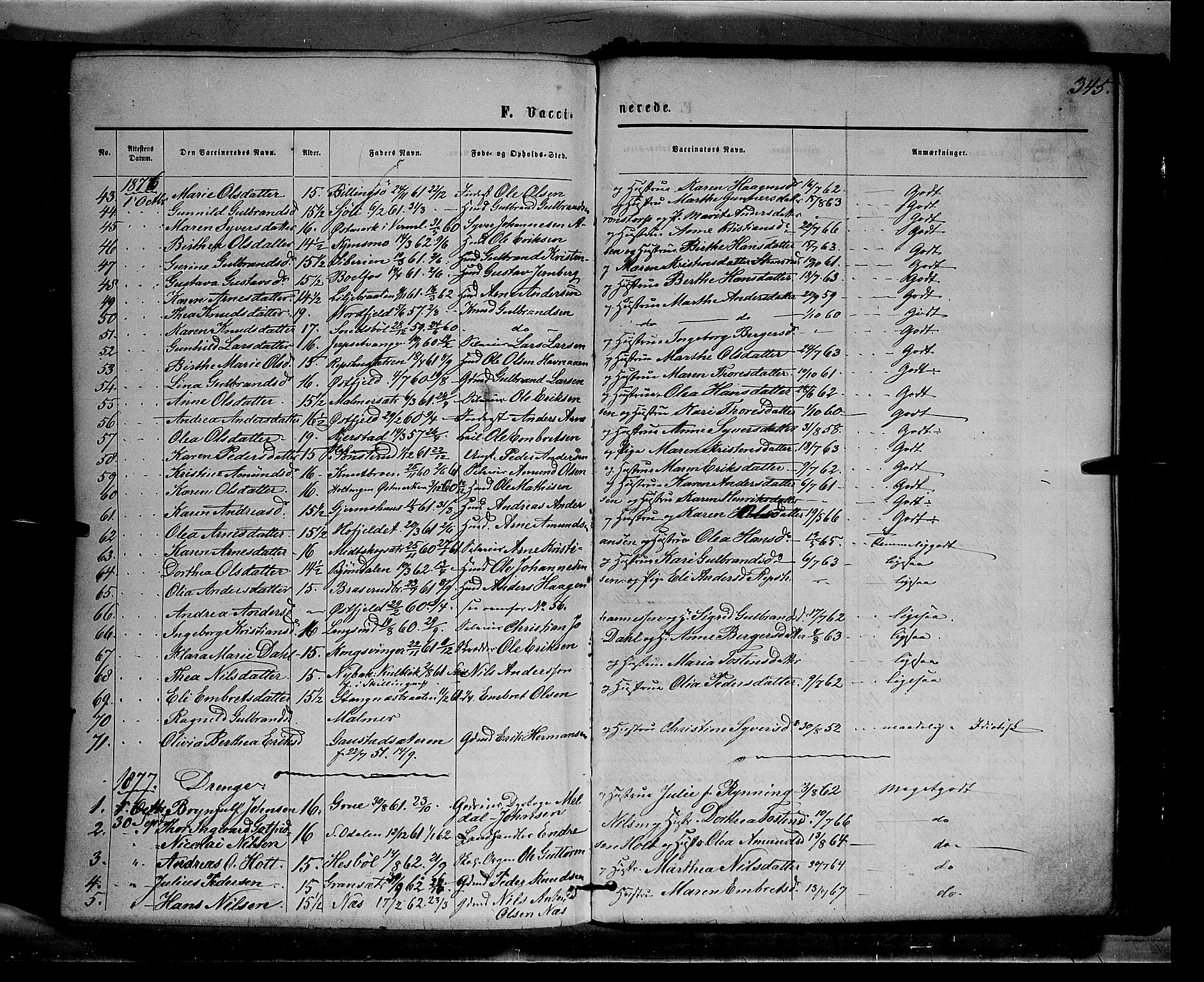 Eidskog prestekontor, AV/SAH-PREST-026/H/Ha/Haa/L0002: Parish register (official) no. 2, 1867-1878, p. 345