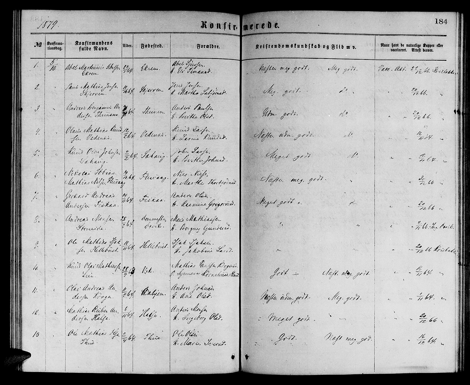 Ministerialprotokoller, klokkerbøker og fødselsregistre - Møre og Romsdal, SAT/A-1454/501/L0016: Parish register (copy) no. 501C02, 1868-1884, p. 184