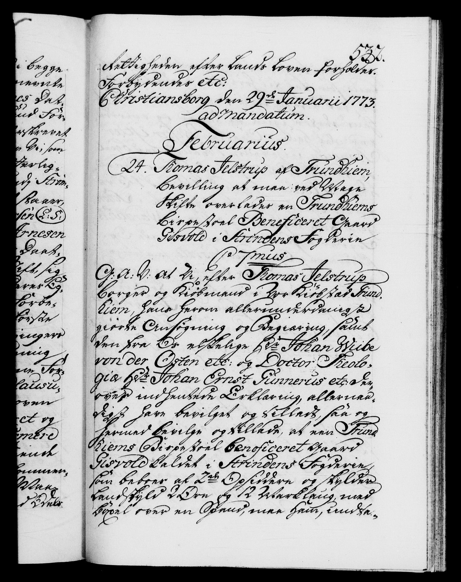 Danske Kanselli 1572-1799, RA/EA-3023/F/Fc/Fca/Fcaa/L0045: Norske registre "Norske eller 3. dept.s åpne brev, 1771-1773, p. 532a