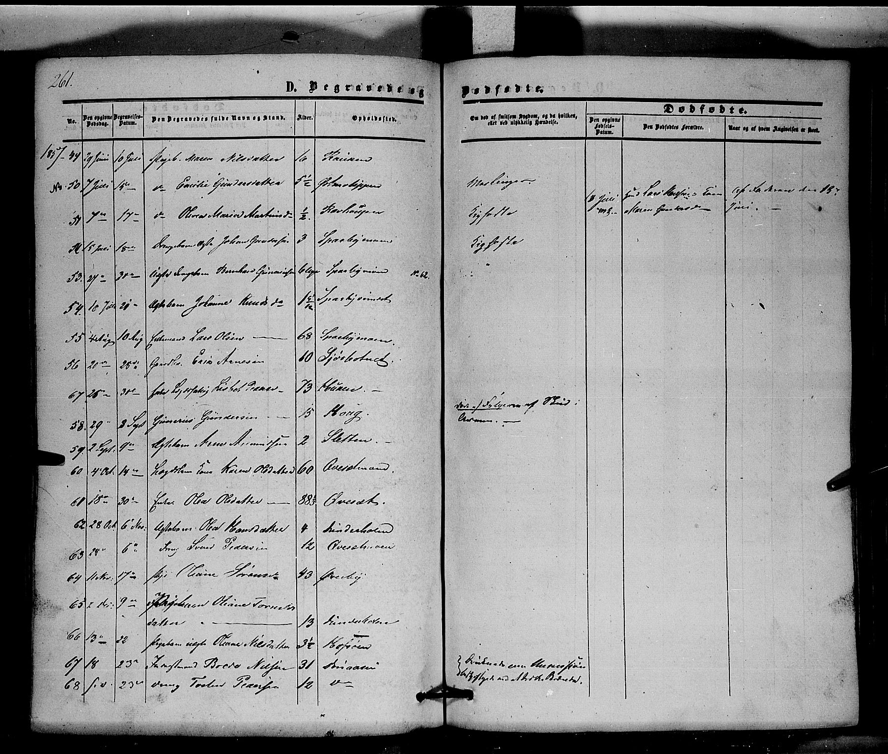 Hof prestekontor, SAH/PREST-038/H/Ha/Haa/L0008: Parish register (official) no. 8, 1849-1861, p. 261