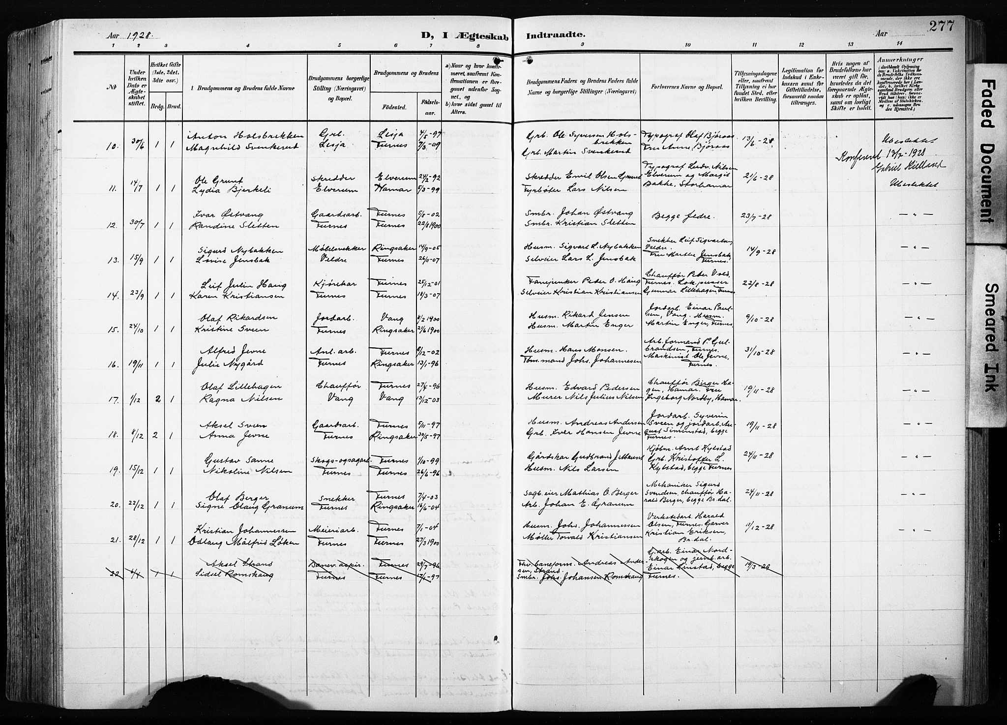 Furnes prestekontor, AV/SAH-PREST-012/L/La/L0001: Parish register (copy) no. 1, 1904-1933, p. 277