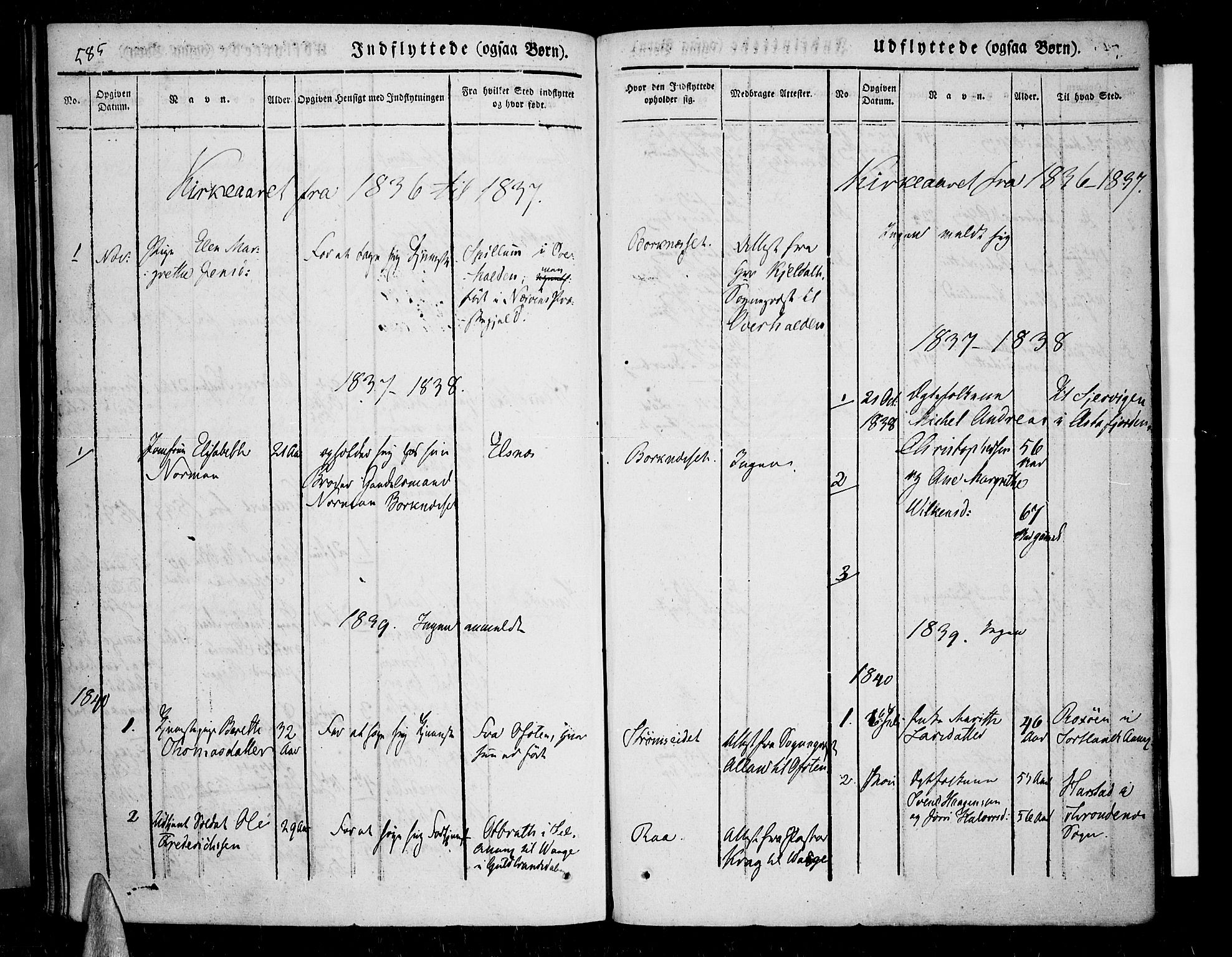 Kvæfjord sokneprestkontor, SATØ/S-1323/G/Ga/Gaa/L0003kirke: Parish register (official) no. 3, 1830-1857, p. 585