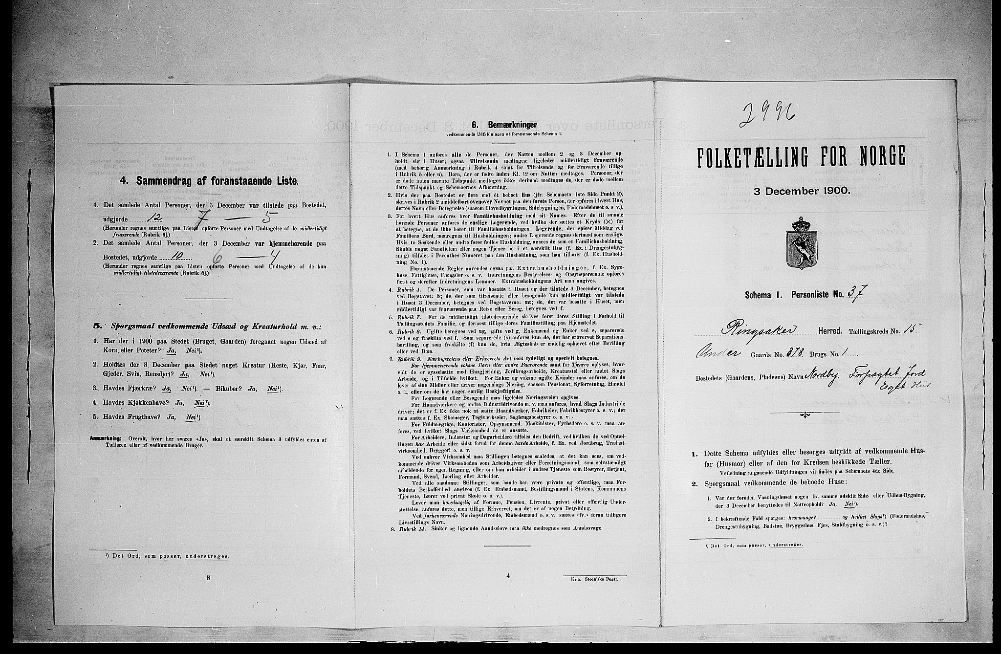 SAH, 1900 census for Ringsaker, 1900, p. 2782