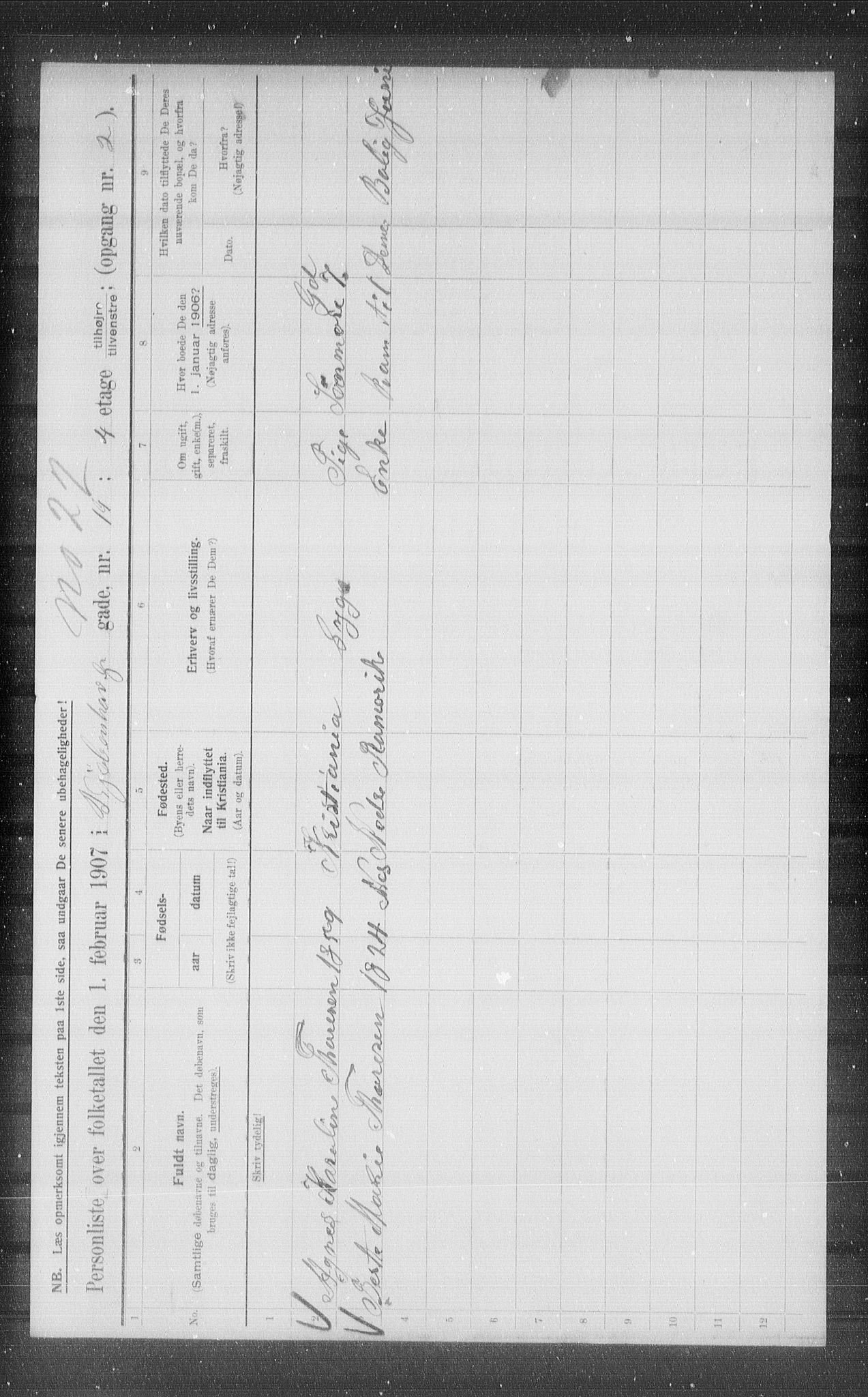 OBA, Municipal Census 1907 for Kristiania, 1907, p. 28234