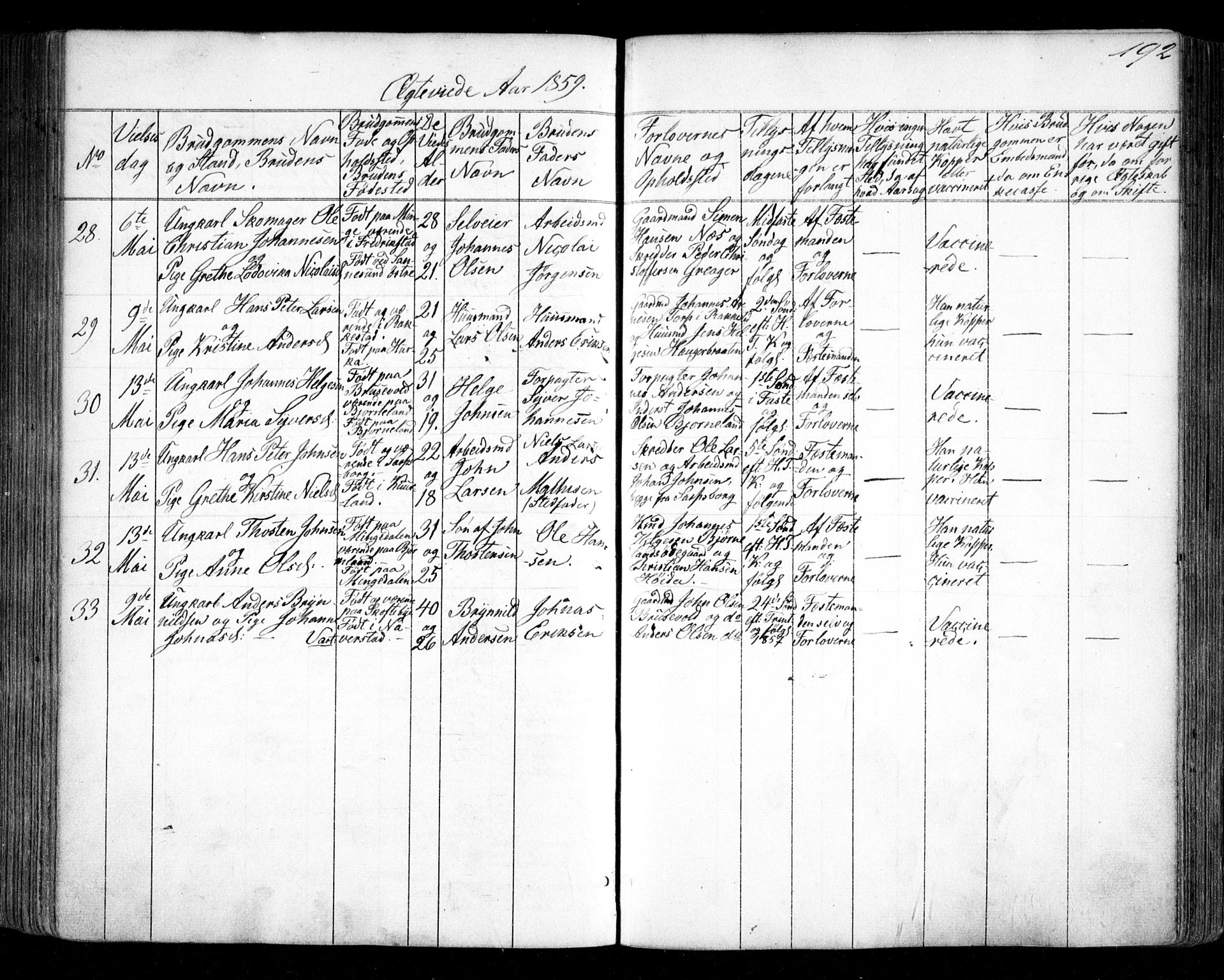 Tune prestekontor Kirkebøker, SAO/A-2007/F/Fa/L0012: Parish register (official) no. 12, 1856-1859, p. 192