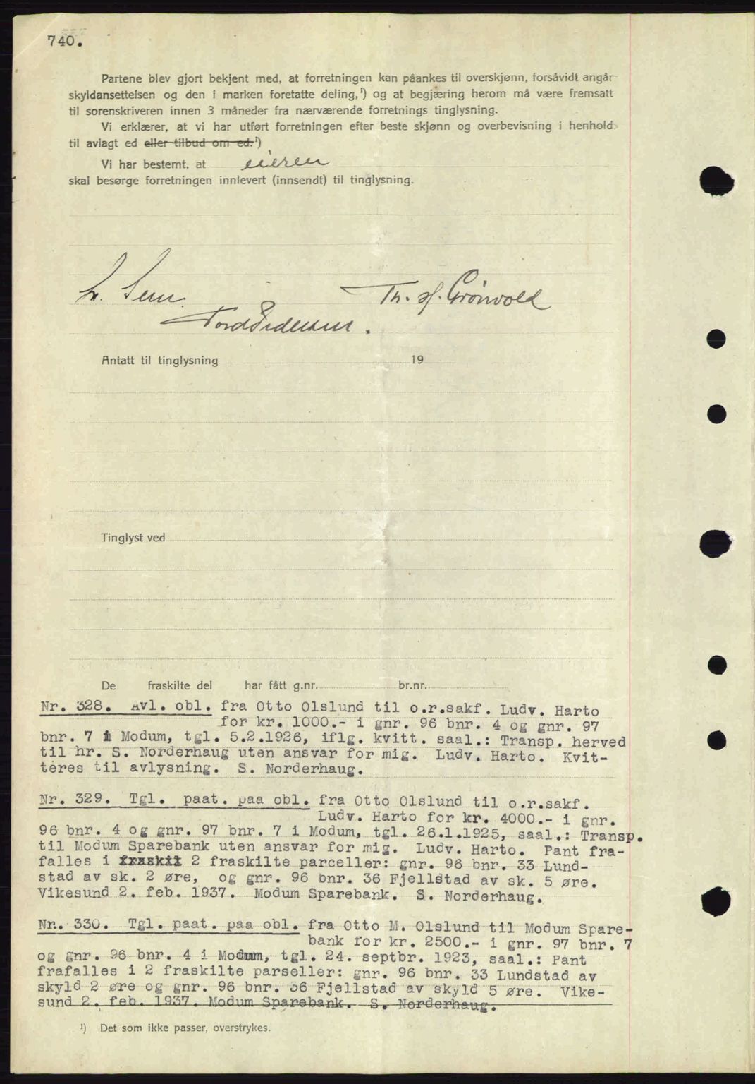 Eiker, Modum og Sigdal sorenskriveri, SAKO/A-123/G/Ga/Gab/L0034: Mortgage book no. A4, 1936-1937, Diary no: : 328/1937