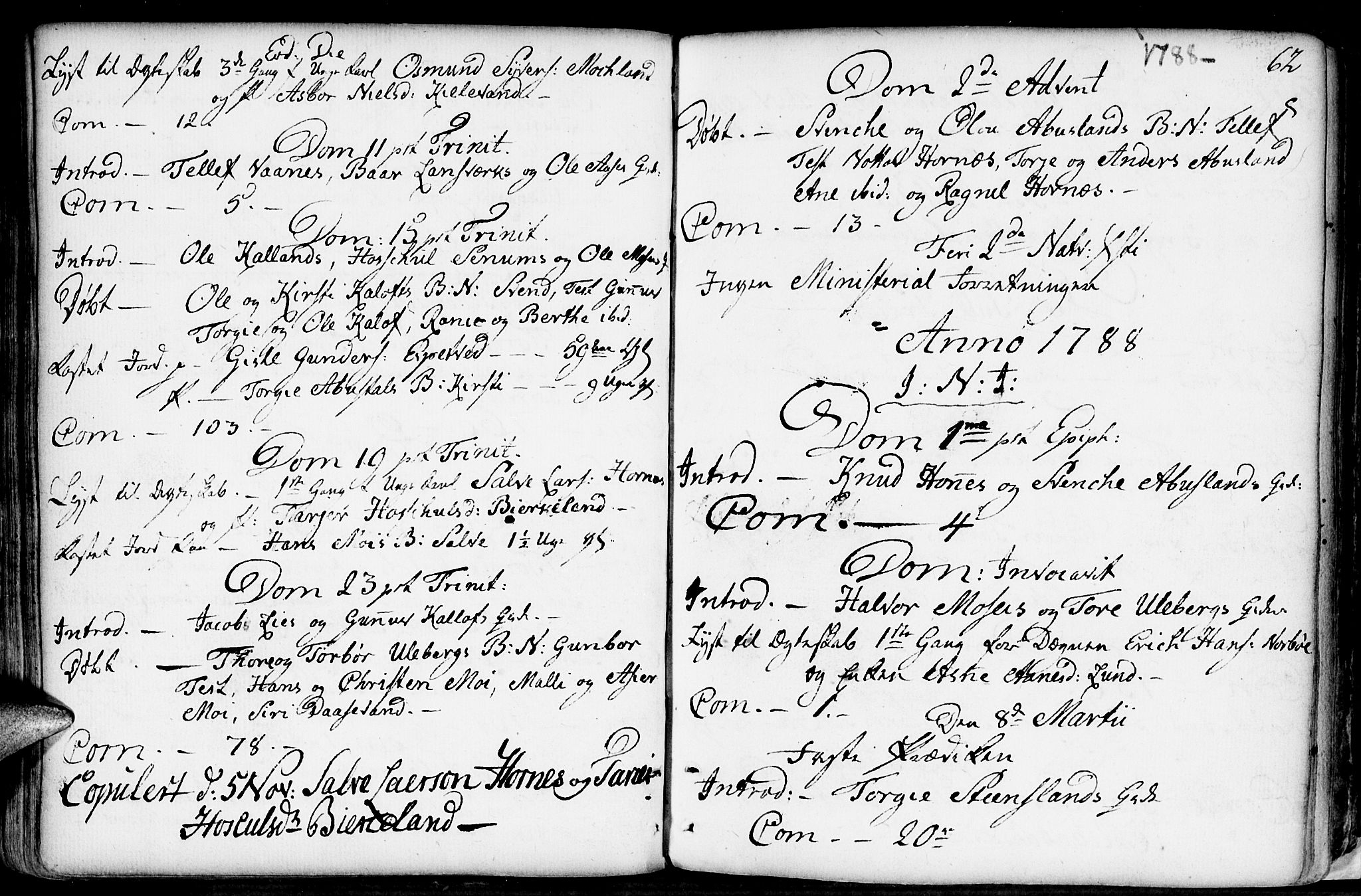 Evje sokneprestkontor, AV/SAK-1111-0008/F/Fa/Fab/L0002: Parish register (official) no. A 2, 1765-1816, p. 62