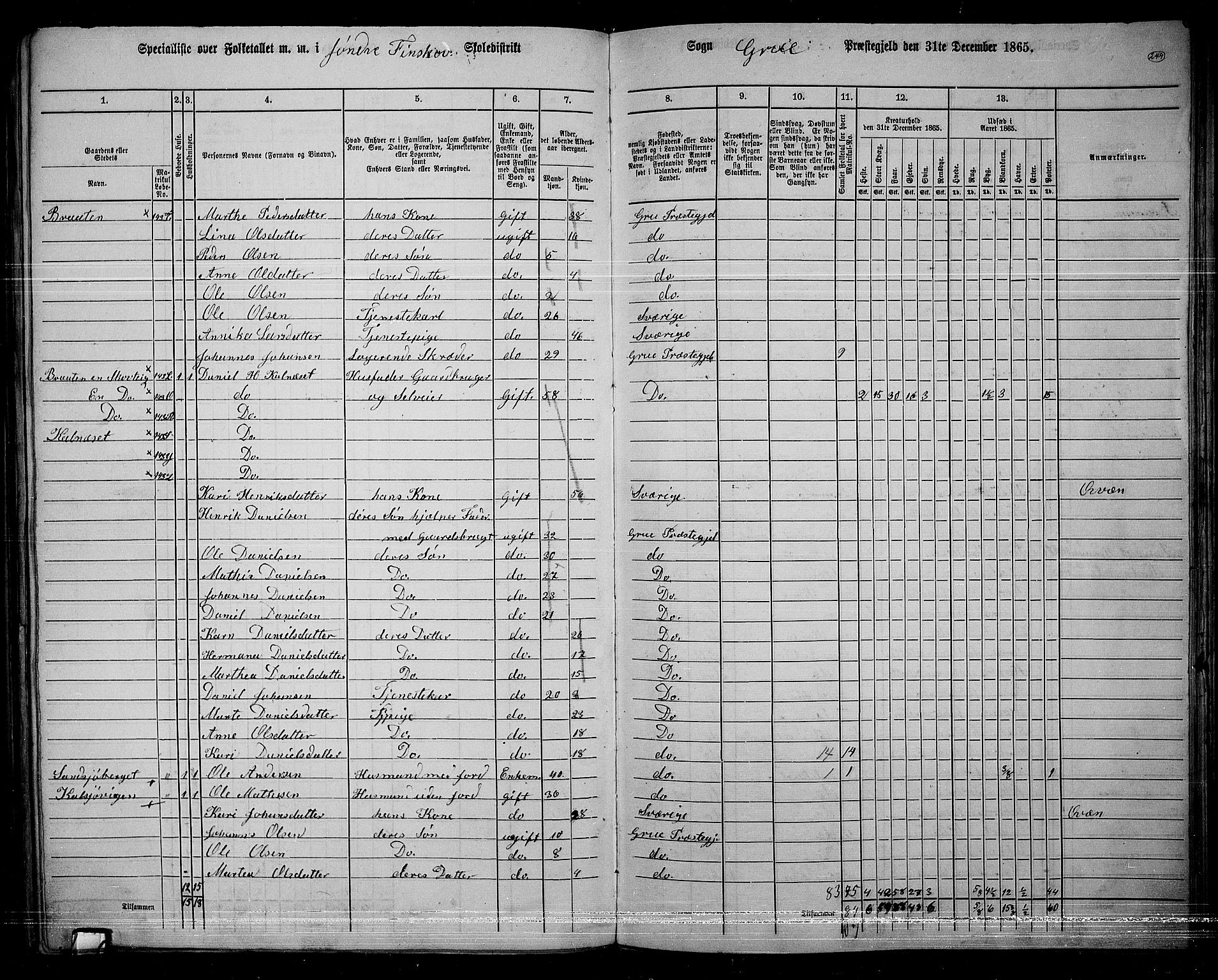 RA, 1865 census for Grue, 1865, p. 219