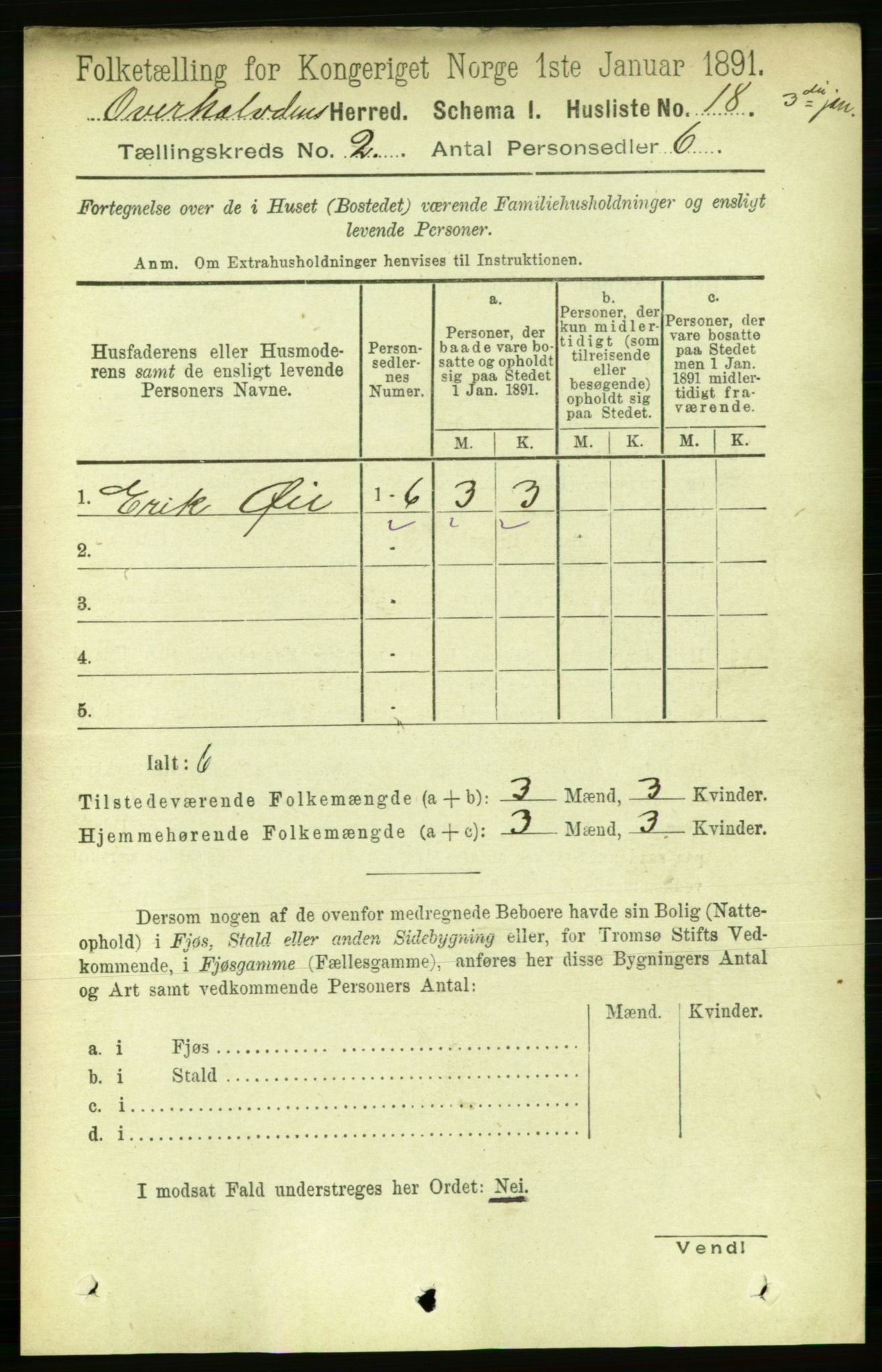 RA, 1891 census for 1744 Overhalla, 1891, p. 417