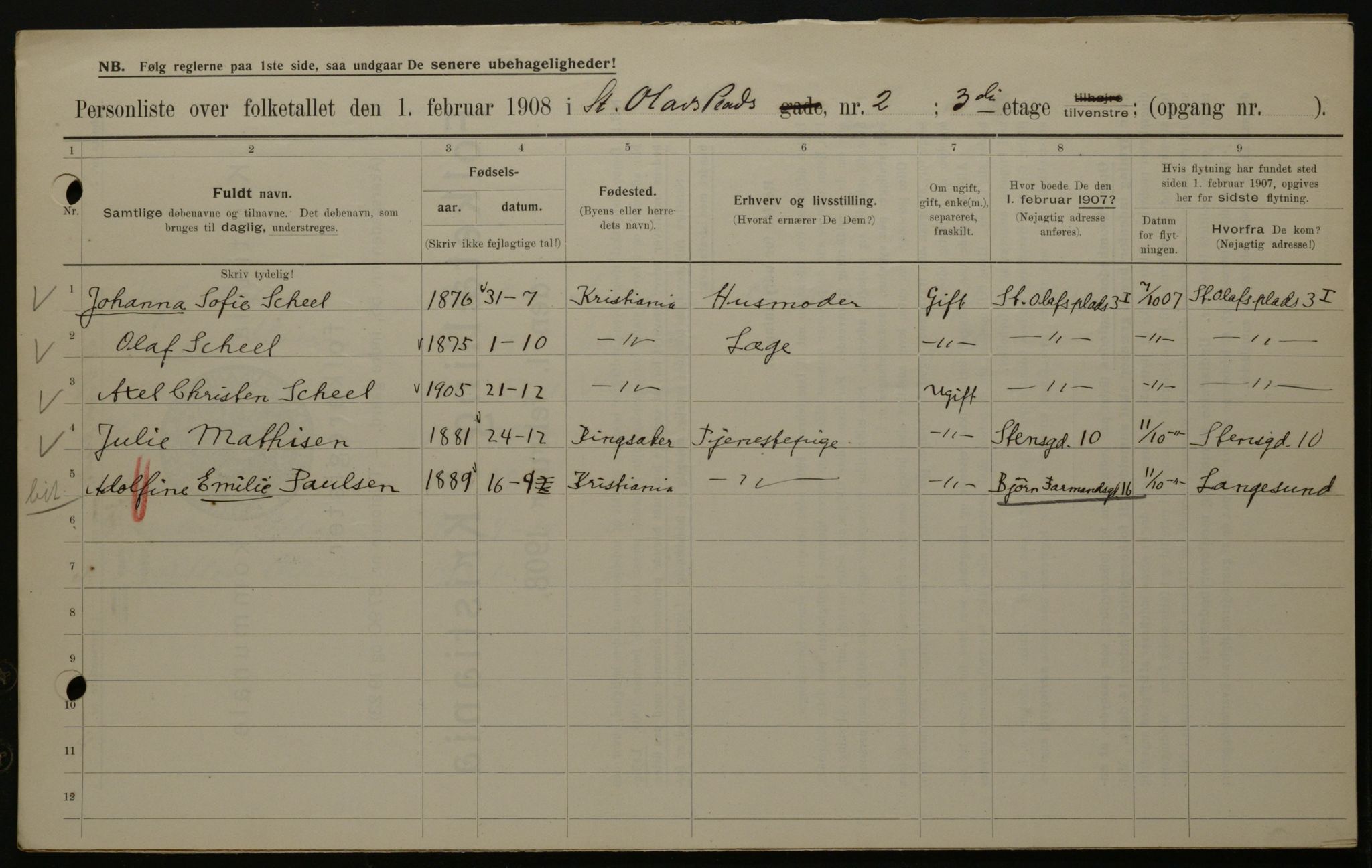 OBA, Municipal Census 1908 for Kristiania, 1908, p. 79633