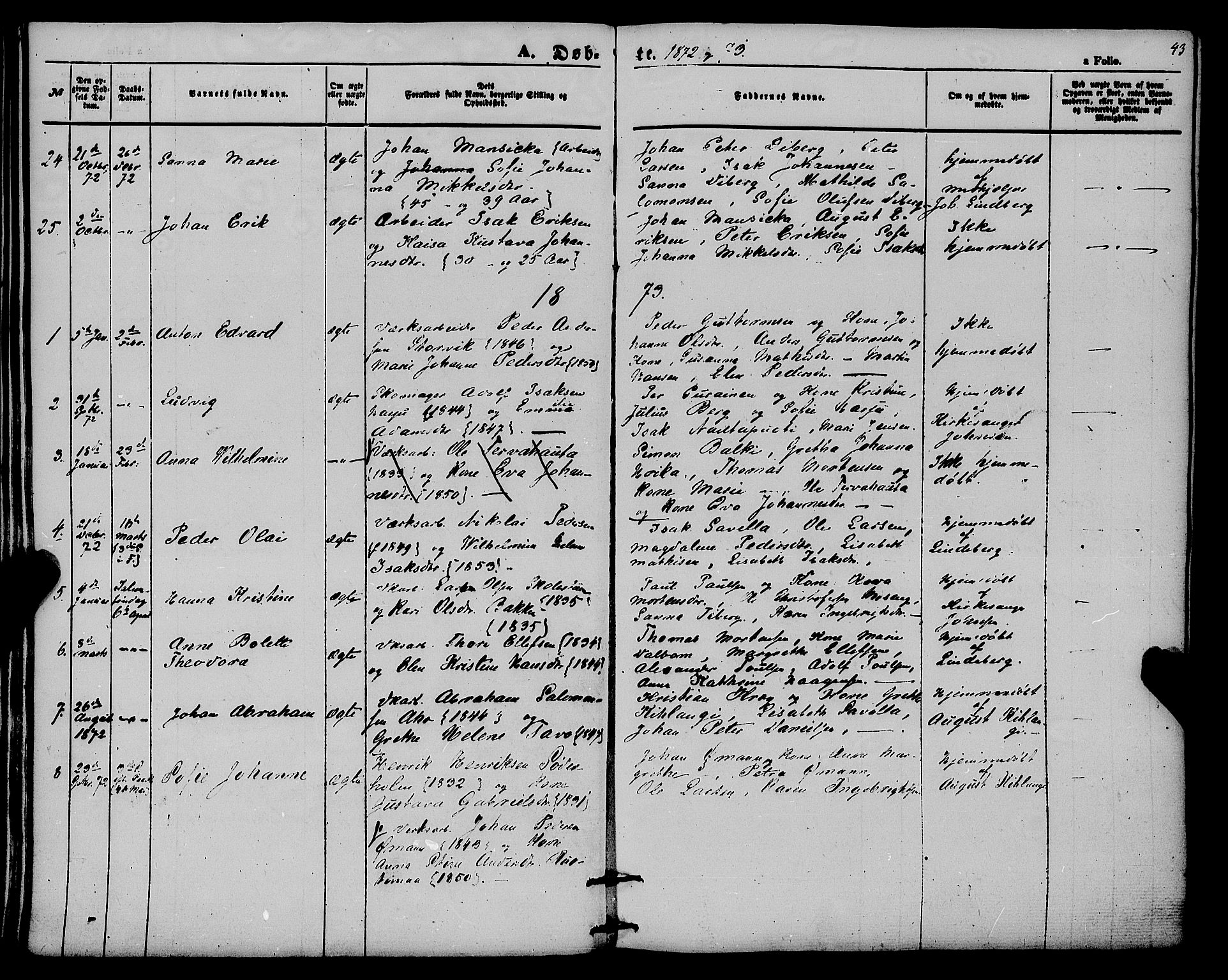 Alta sokneprestkontor, SATØ/S-1338/H/Ha/L0004.kirke: Parish register (official) no. 4, 1858-1880, p. 43