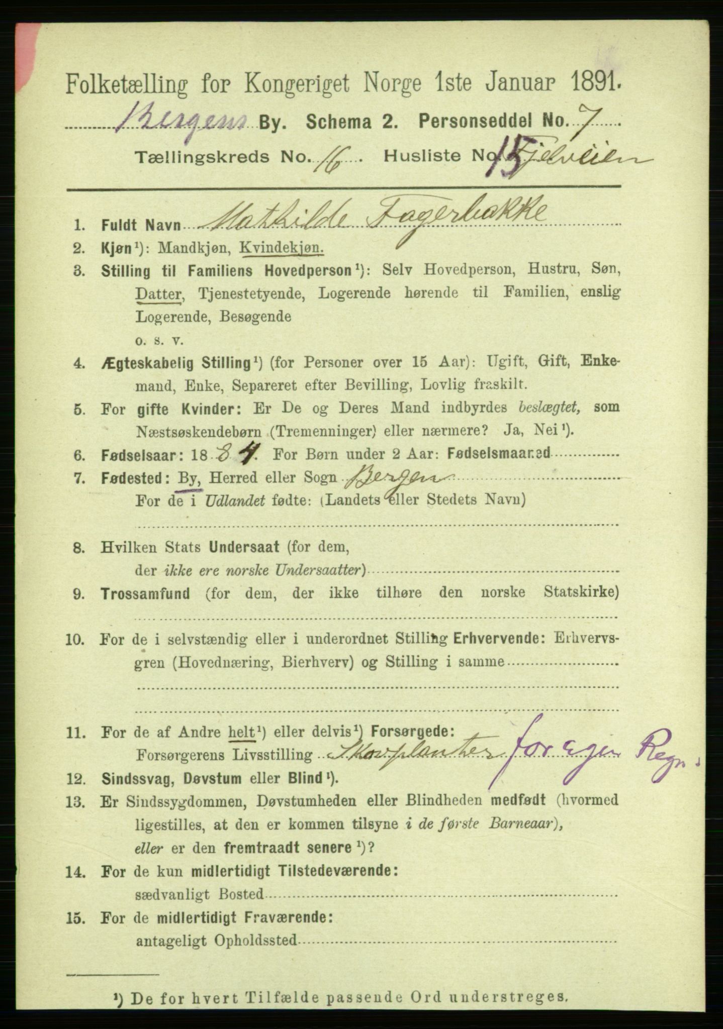 RA, 1891 Census for 1301 Bergen, 1891, p. 25183