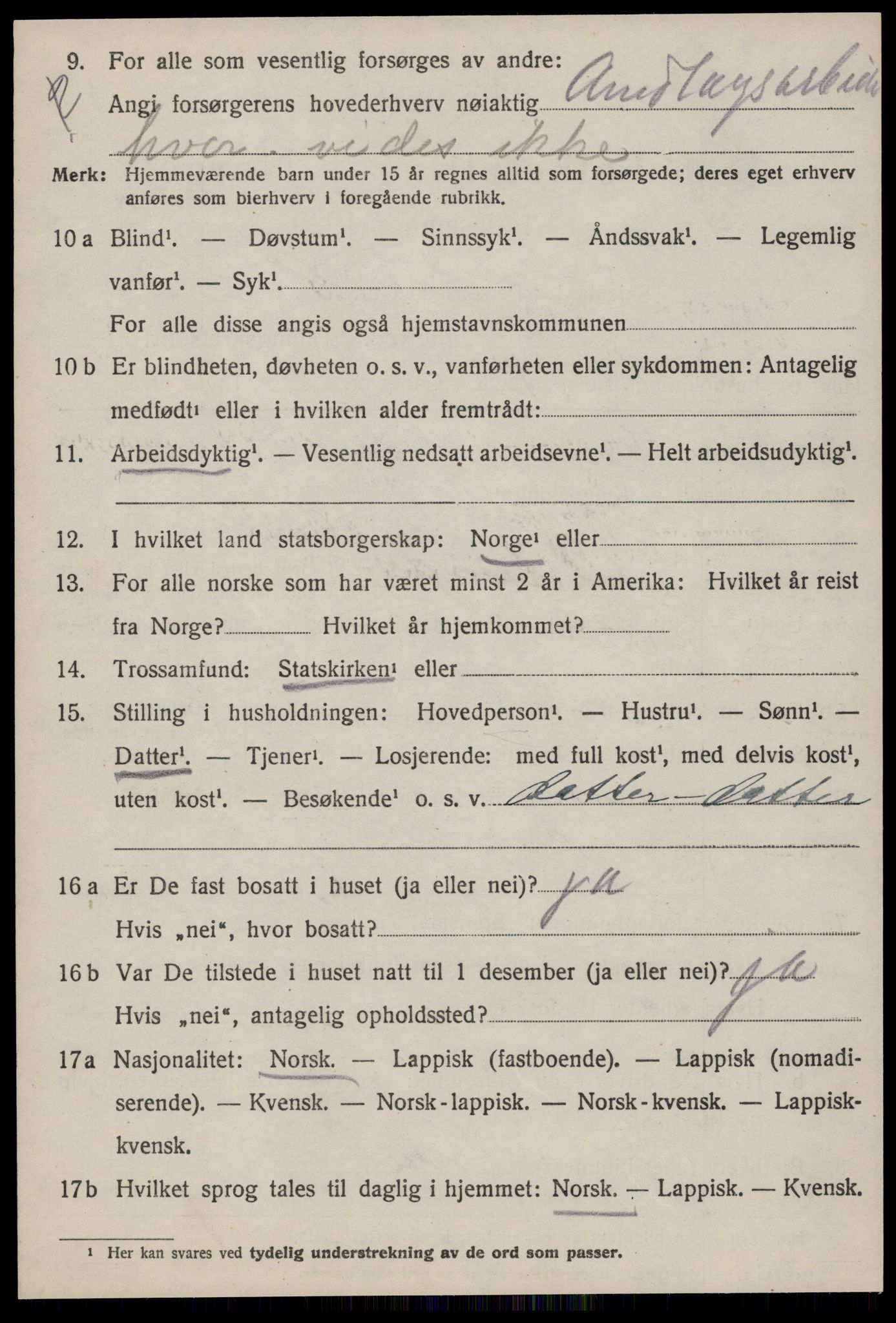 SAT, 1920 census for Orkanger, 1920, p. 4282