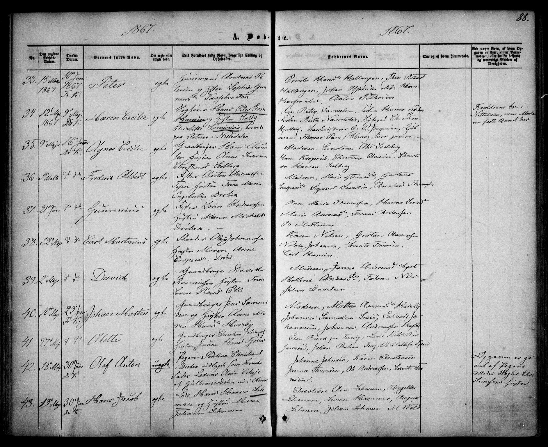 Drøbak prestekontor Kirkebøker, AV/SAO-A-10142a/F/Fa/L0002: Parish register (official) no. I 2, 1858-1870, p. 88