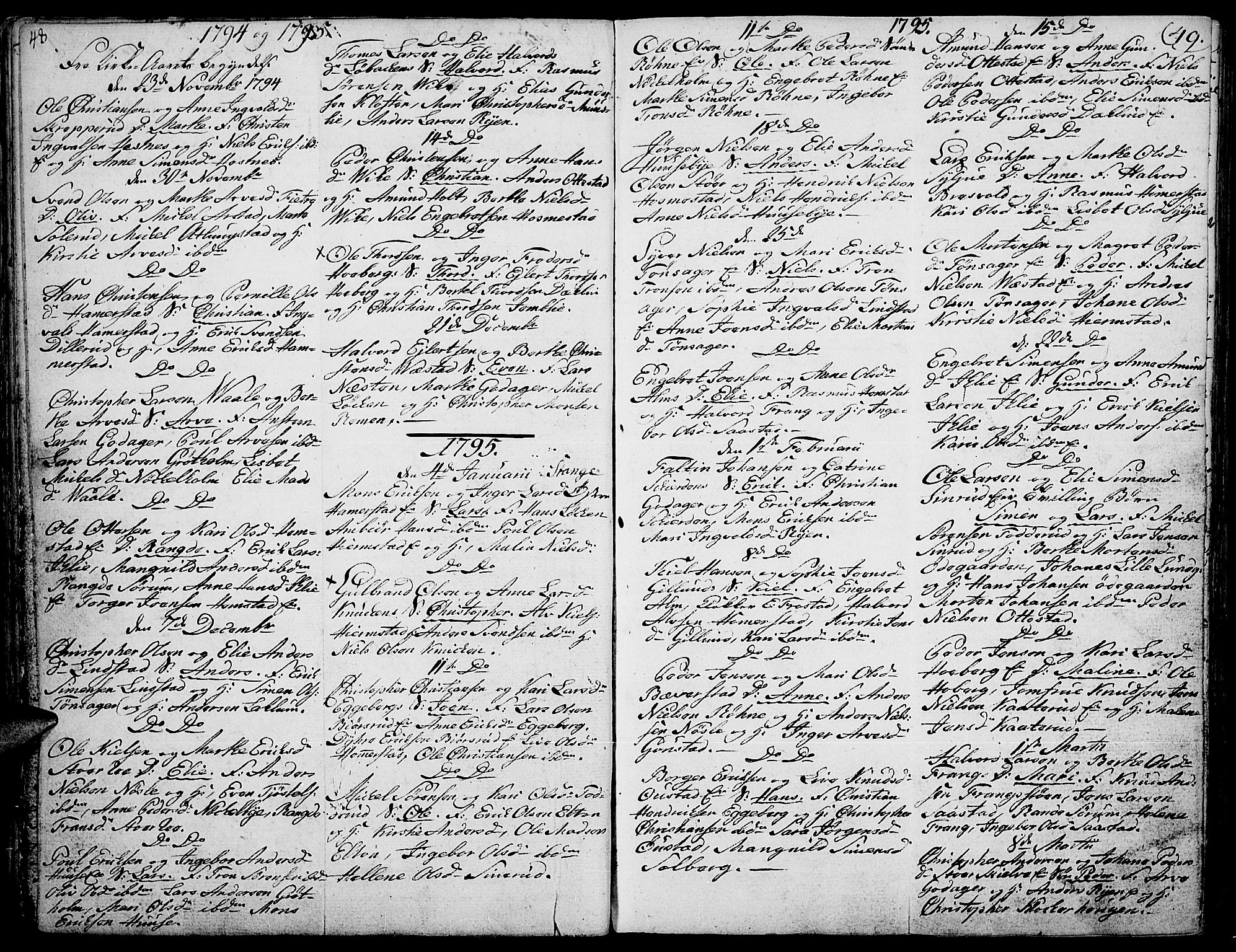Stange prestekontor, AV/SAH-PREST-002/K/L0007: Parish register (official) no. 7, 1788-1813, p. 48-49
