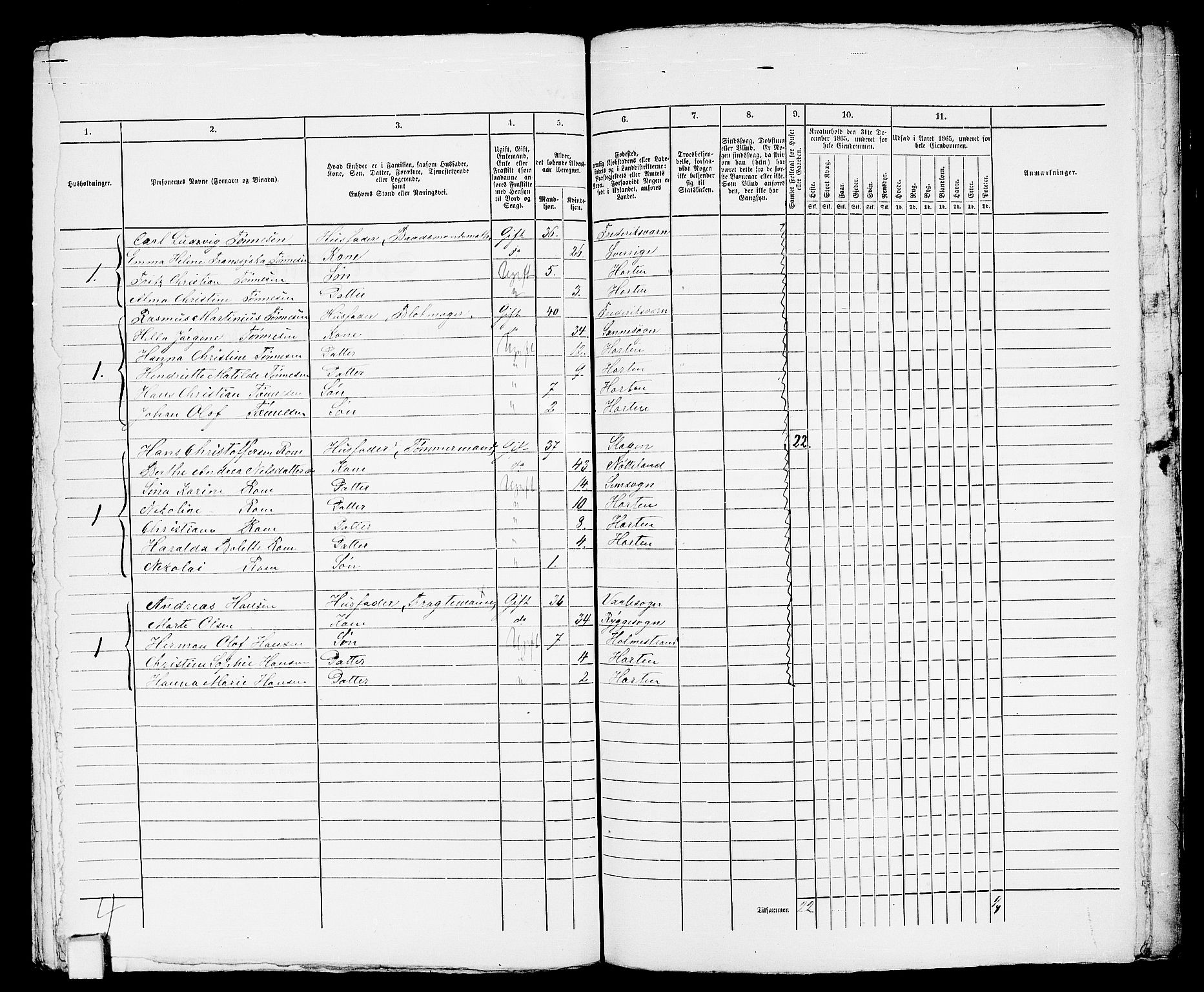 RA, 1865 census for Horten, 1865, p. 816