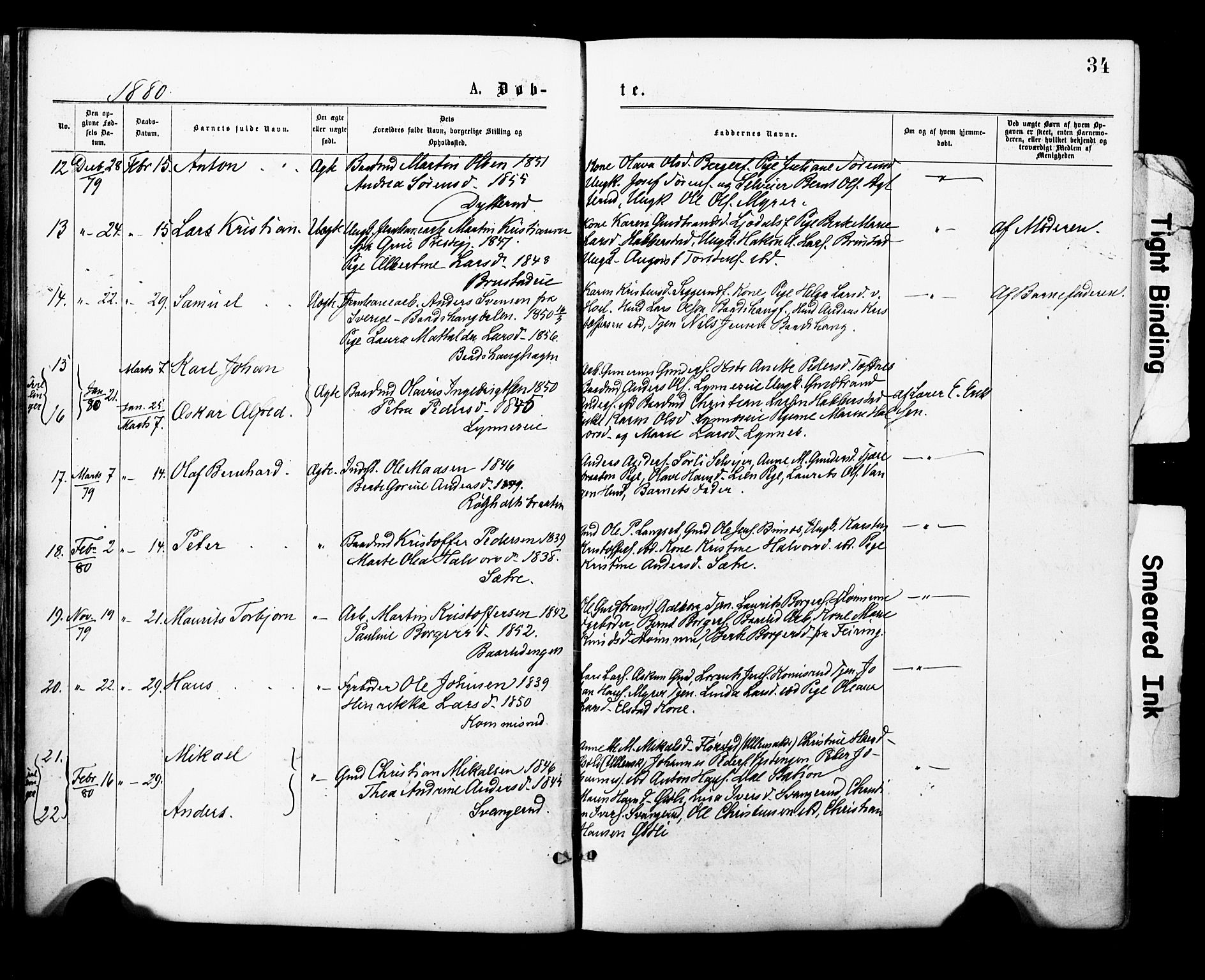 Eidsvoll prestekontor Kirkebøker, AV/SAO-A-10888/F/Fa/L0001: Parish register (official) no. I 1, 1877-1881, p. 34