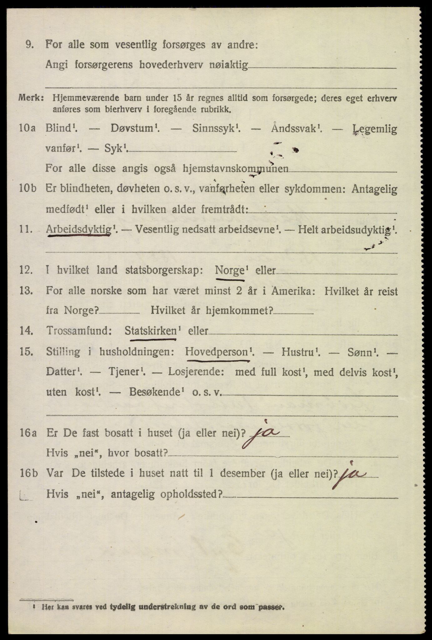 SAH, 1920 census for Tynset, 1920, p. 5481