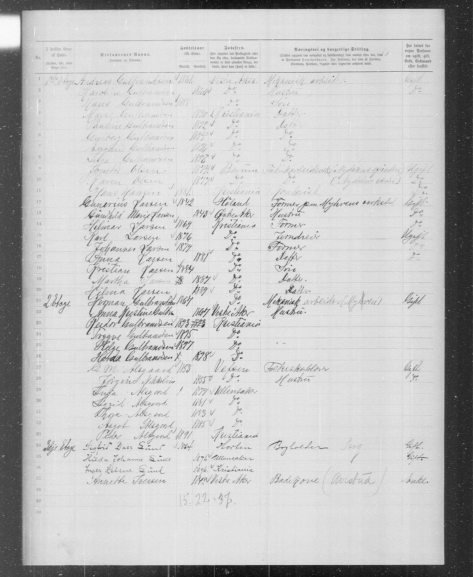 OBA, Municipal Census 1899 for Kristiania, 1899, p. 857