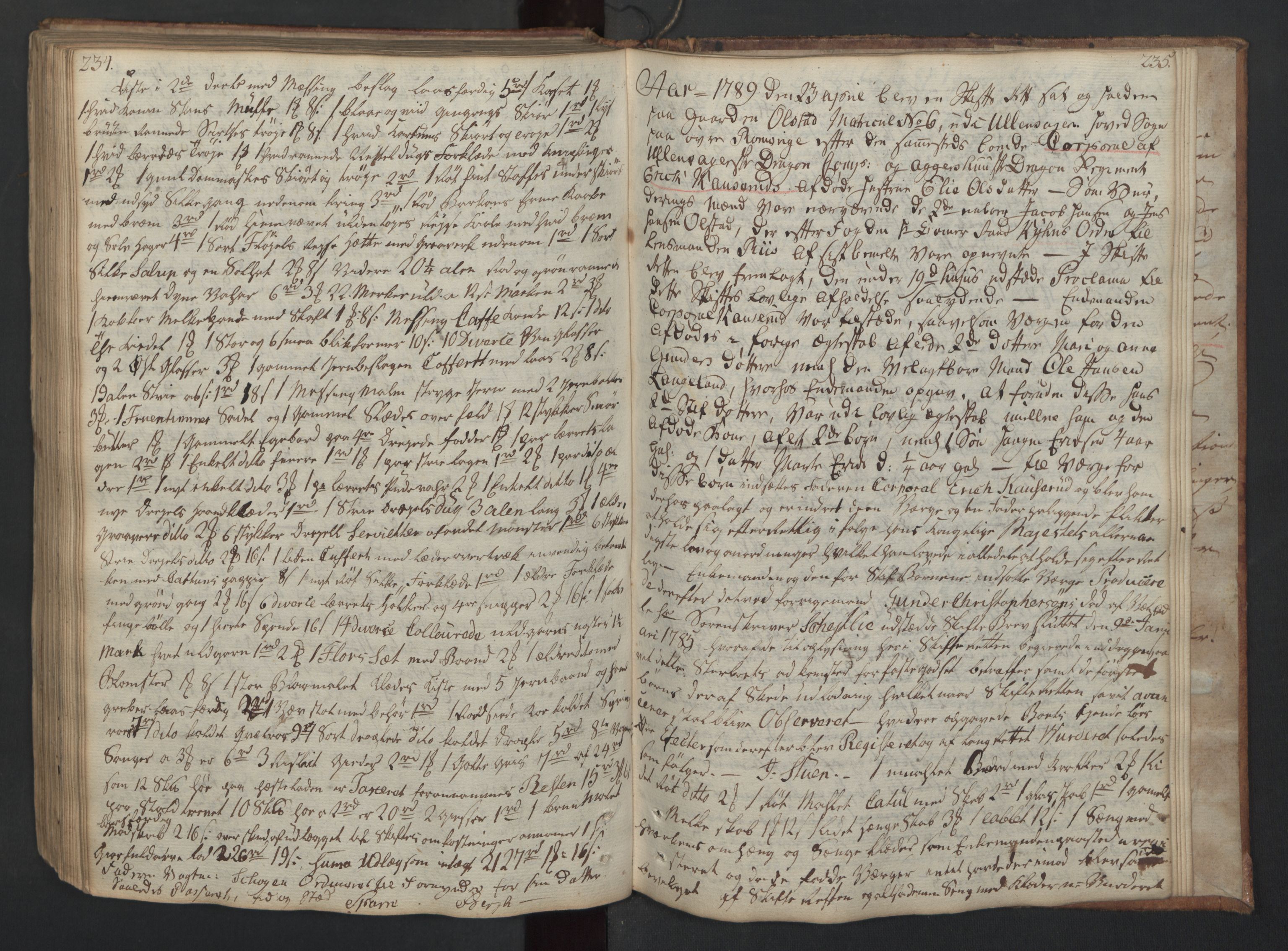Forsvaret, Generalauditøren, AV/RA-RAFA-1772/F/Fj/Fjc/L0007: Skifteprotokol for 1ste søndenfjeldske dragonregiment, 1762-1789, p. 234-235