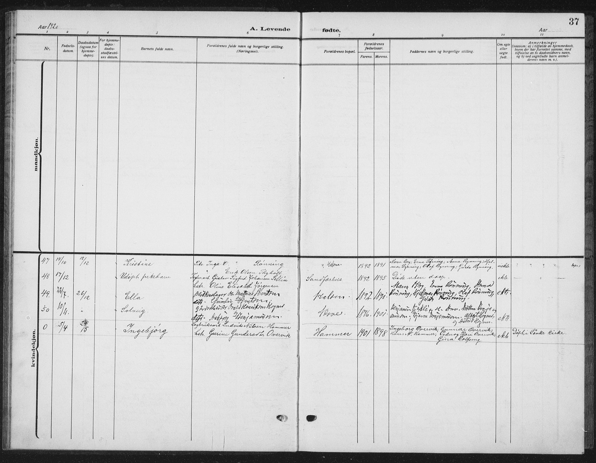 Ministerialprotokoller, klokkerbøker og fødselsregistre - Nord-Trøndelag, SAT/A-1458/709/L0088: Parish register (copy) no. 709C02, 1914-1934, p. 37