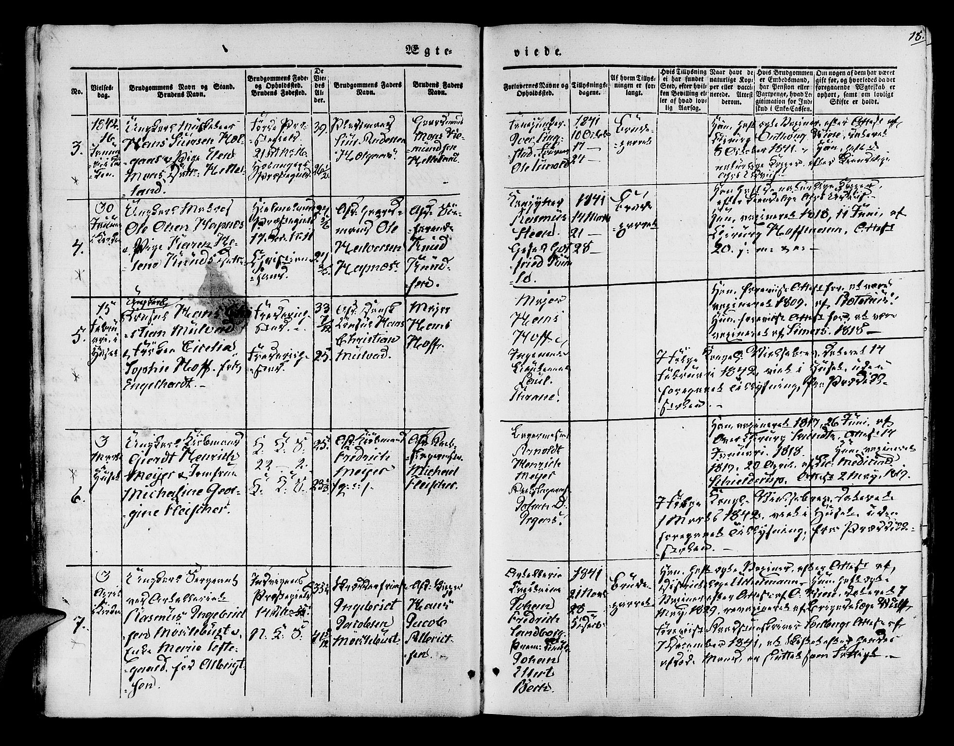 Korskirken sokneprestembete, SAB/A-76101/H/Hab: Parish register (copy) no. D 1, 1840-1867, p. 18
