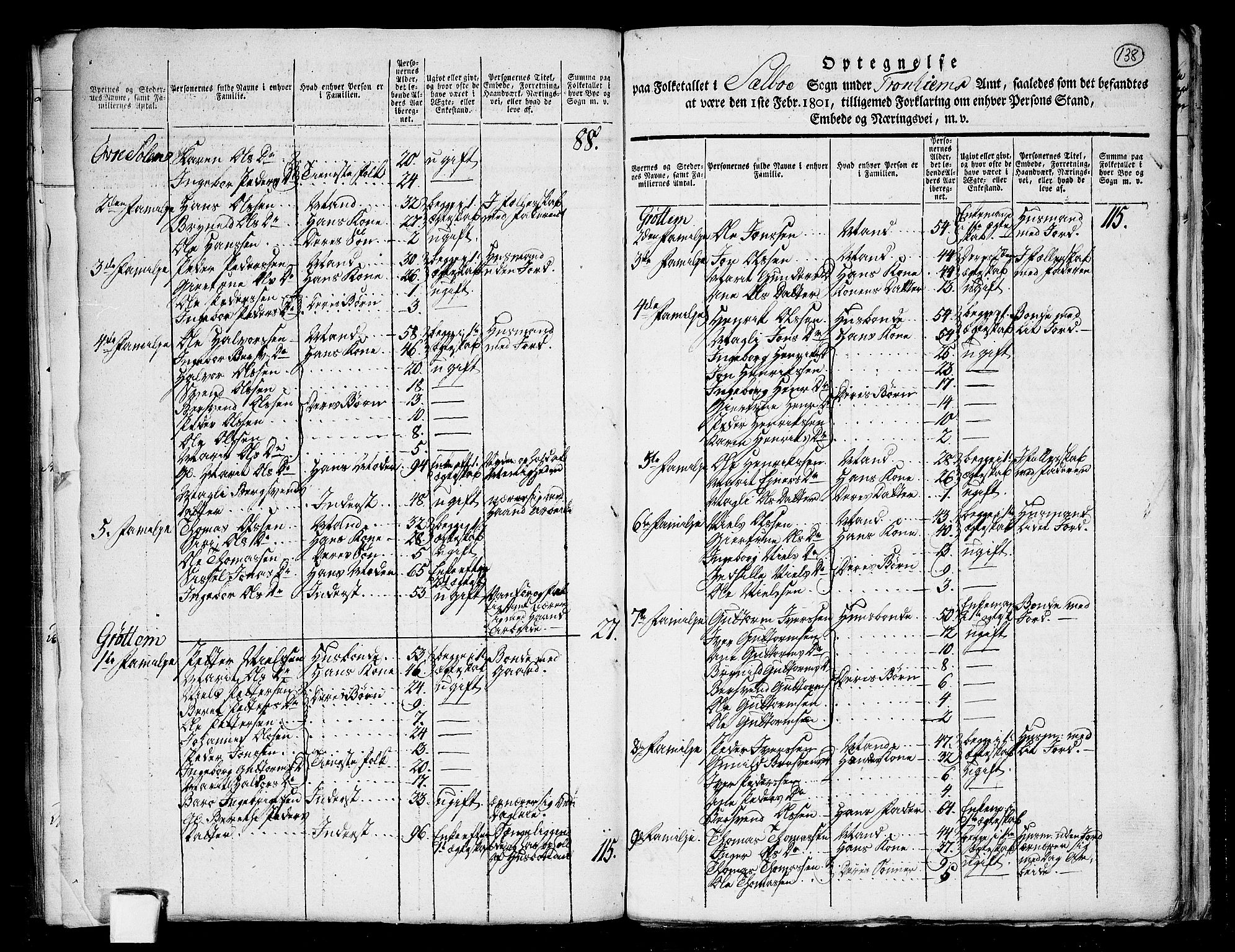 RA, 1801 census for 1664P Selbu, 1801, p. 137b-138a