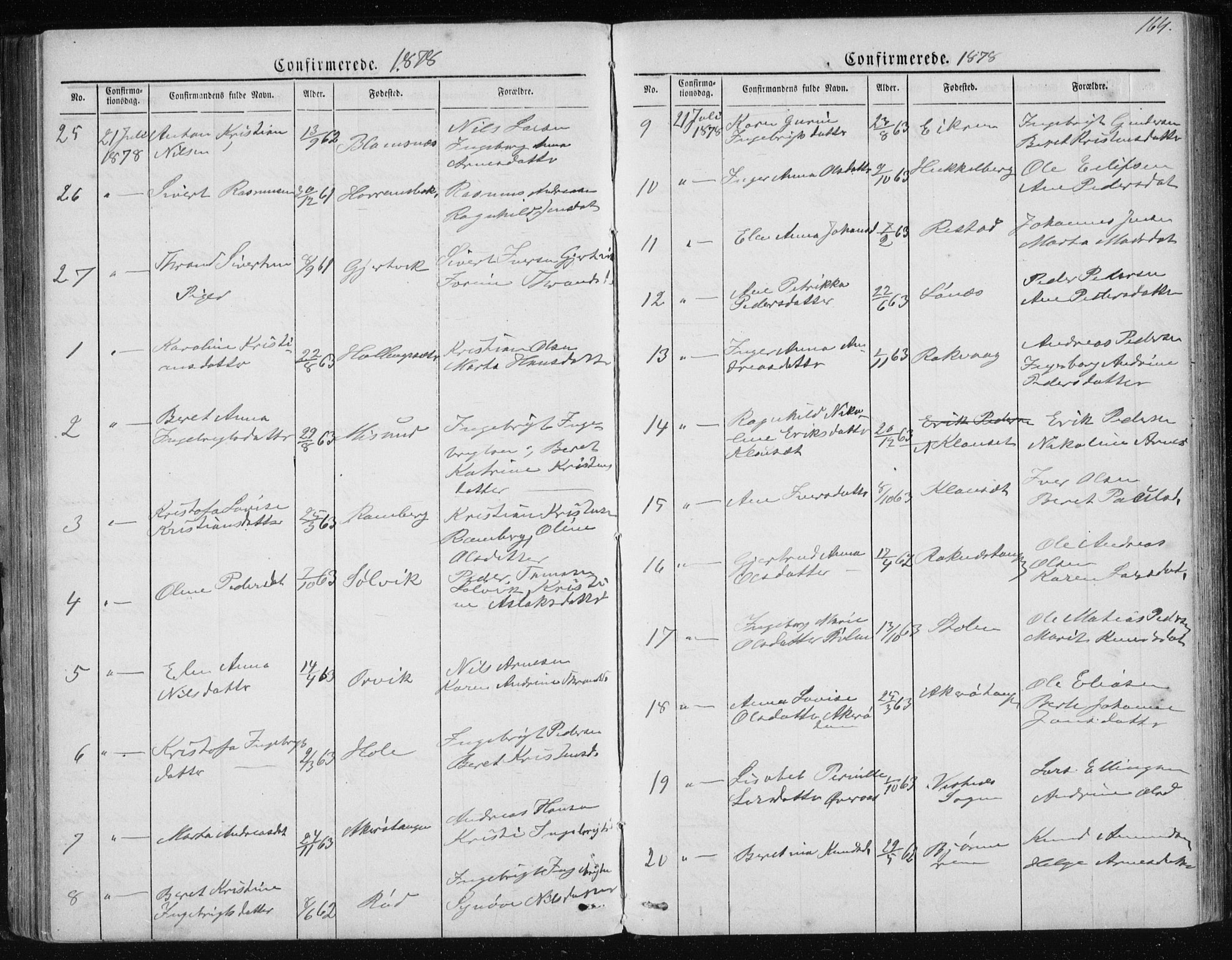 Ministerialprotokoller, klokkerbøker og fødselsregistre - Møre og Romsdal, AV/SAT-A-1454/560/L0724: Parish register (copy) no. 560C01, 1867-1892, p. 164