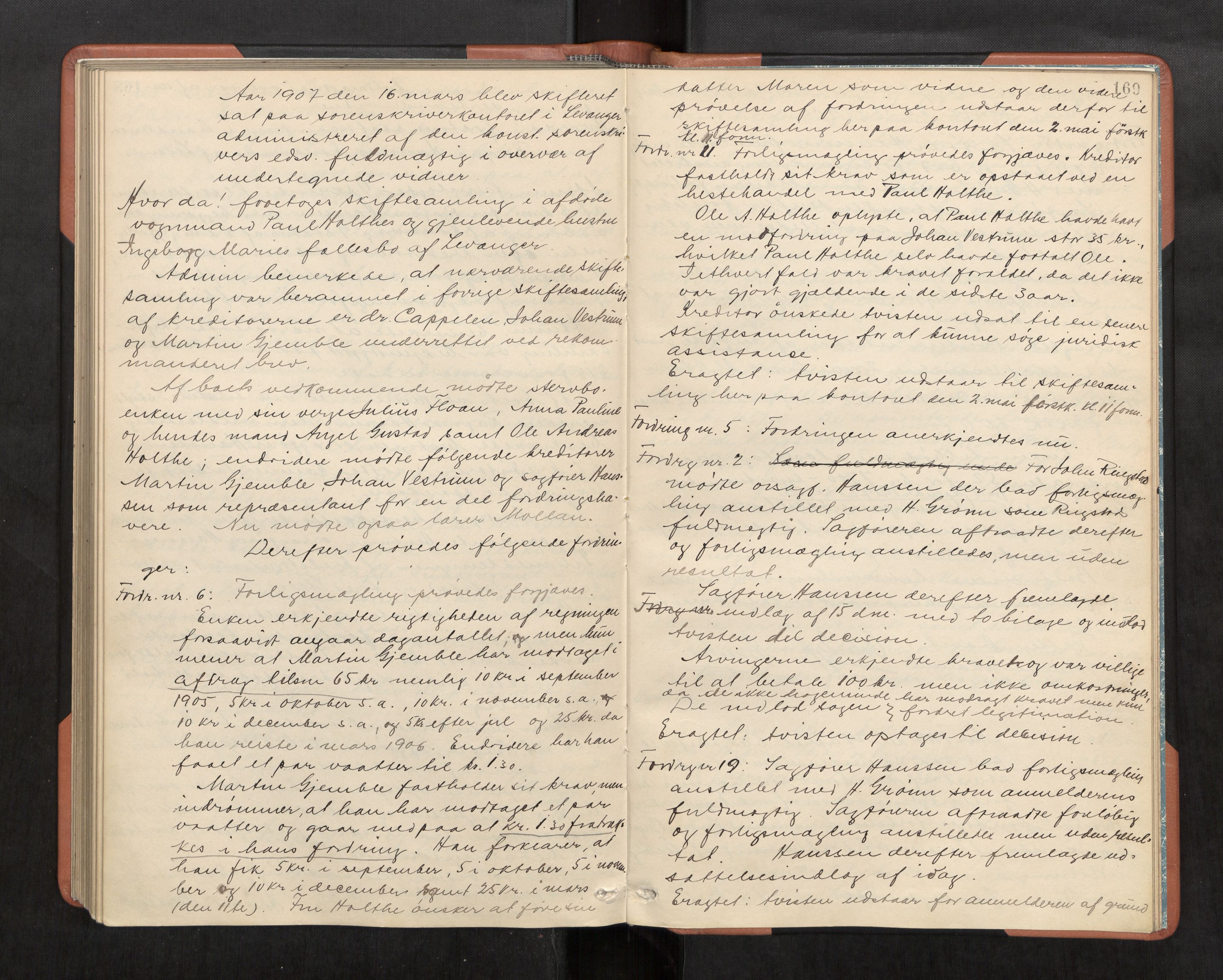 Stjør- og Verdal sorenskriveri, AV/SAT-A-4167/1/3/3A/L0062: Skifteprotokoll for Levanger, 1900-1907, p. 169