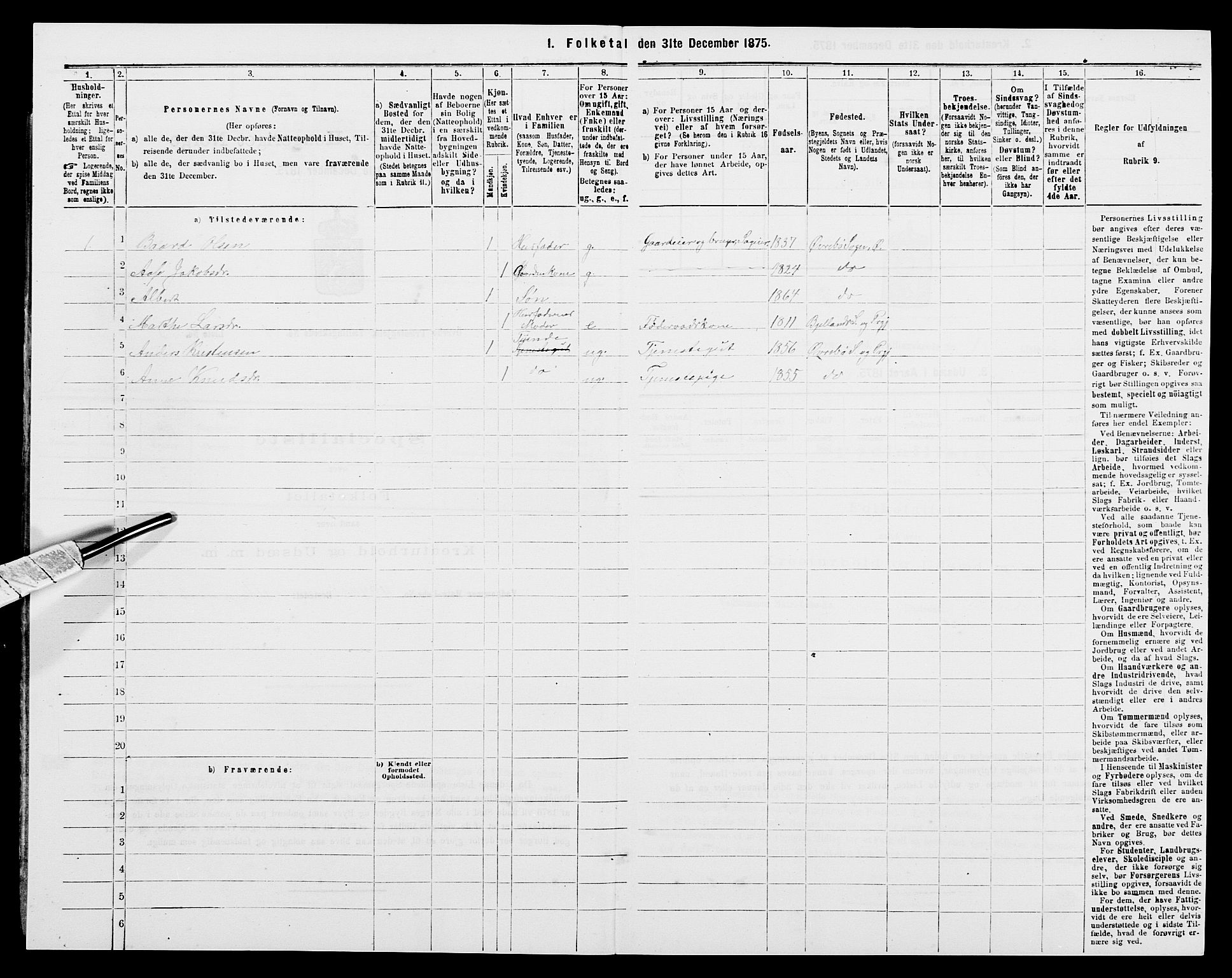 SAK, 1875 census for 1016P Øvrebø, 1875, p. 38