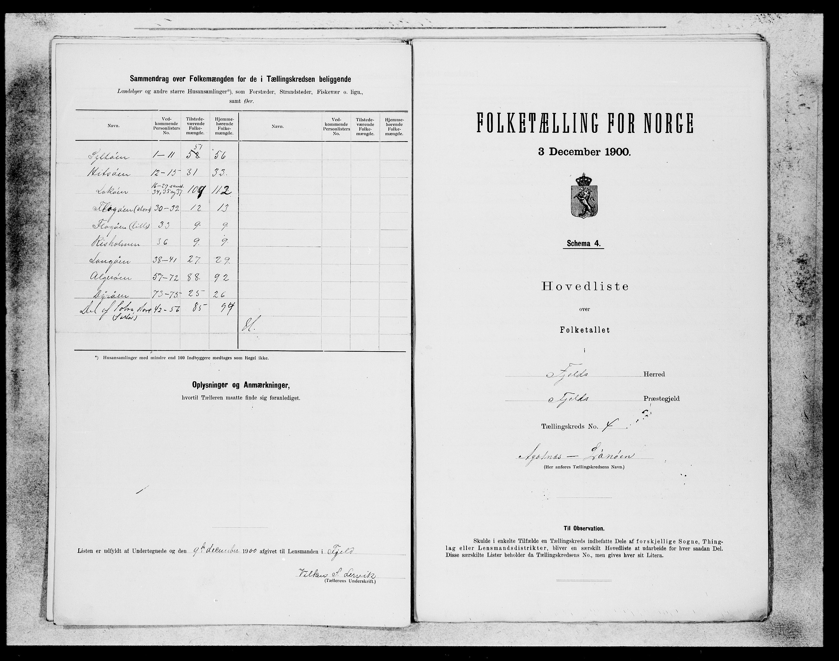 SAB, 1900 census for Fjell, 1900, p. 7