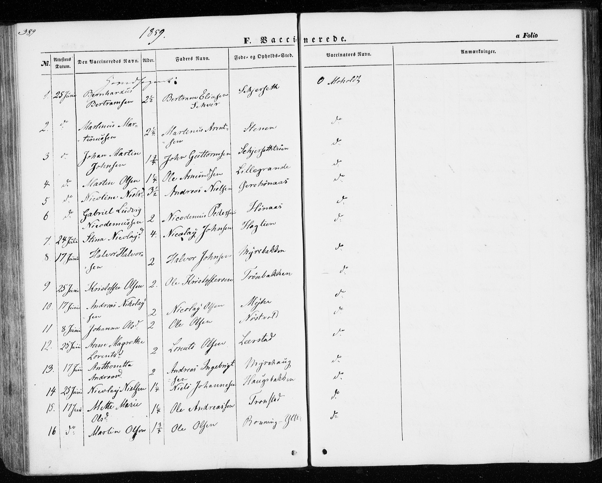 Ministerialprotokoller, klokkerbøker og fødselsregistre - Nord-Trøndelag, AV/SAT-A-1458/701/L0008: Parish register (official) no. 701A08 /1, 1854-1863, p. 389