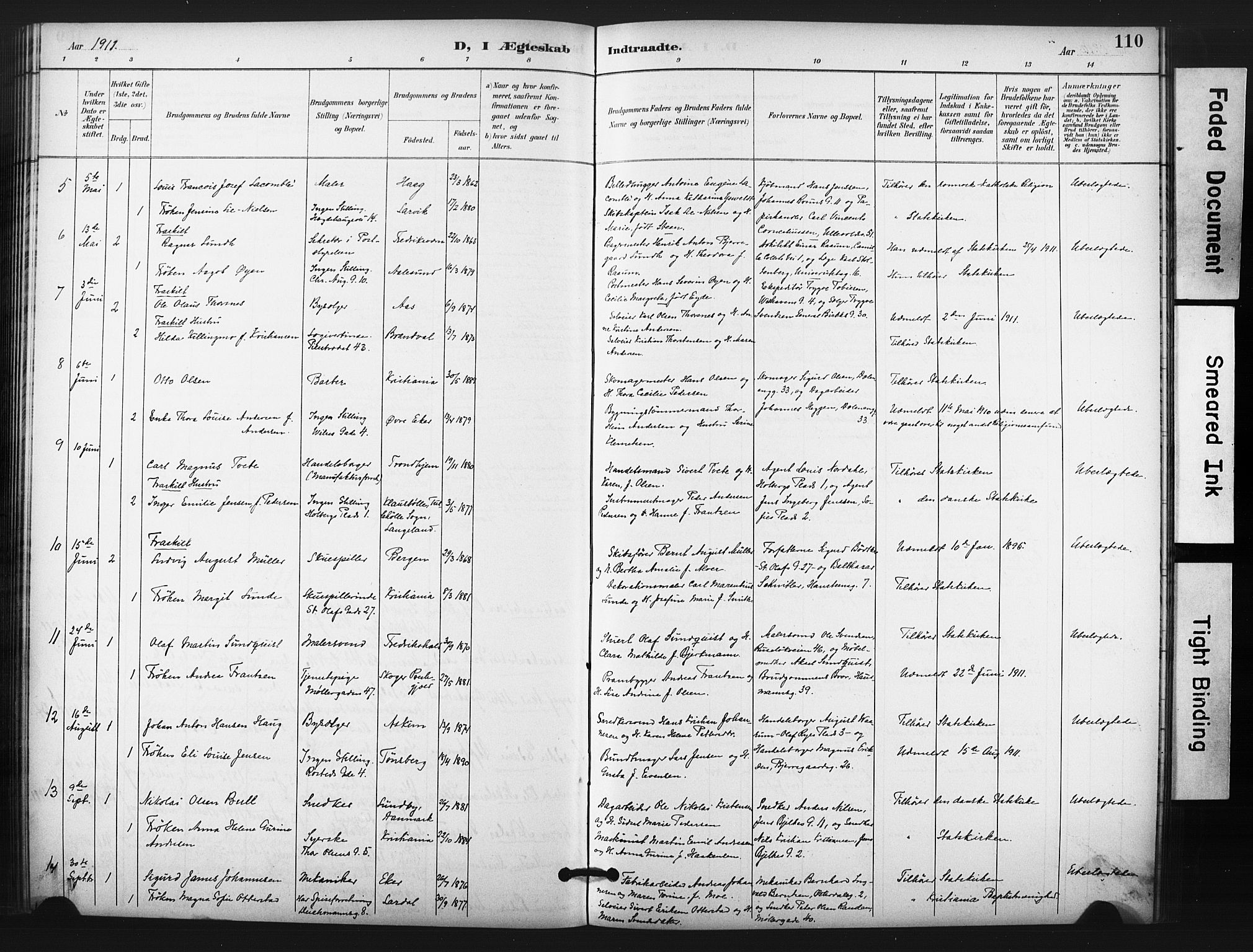 Trefoldighet prestekontor Kirkebøker, AV/SAO-A-10882/F/Fg/L0001: Parish register (official) no. VII 1, 1892-1923, p. 110