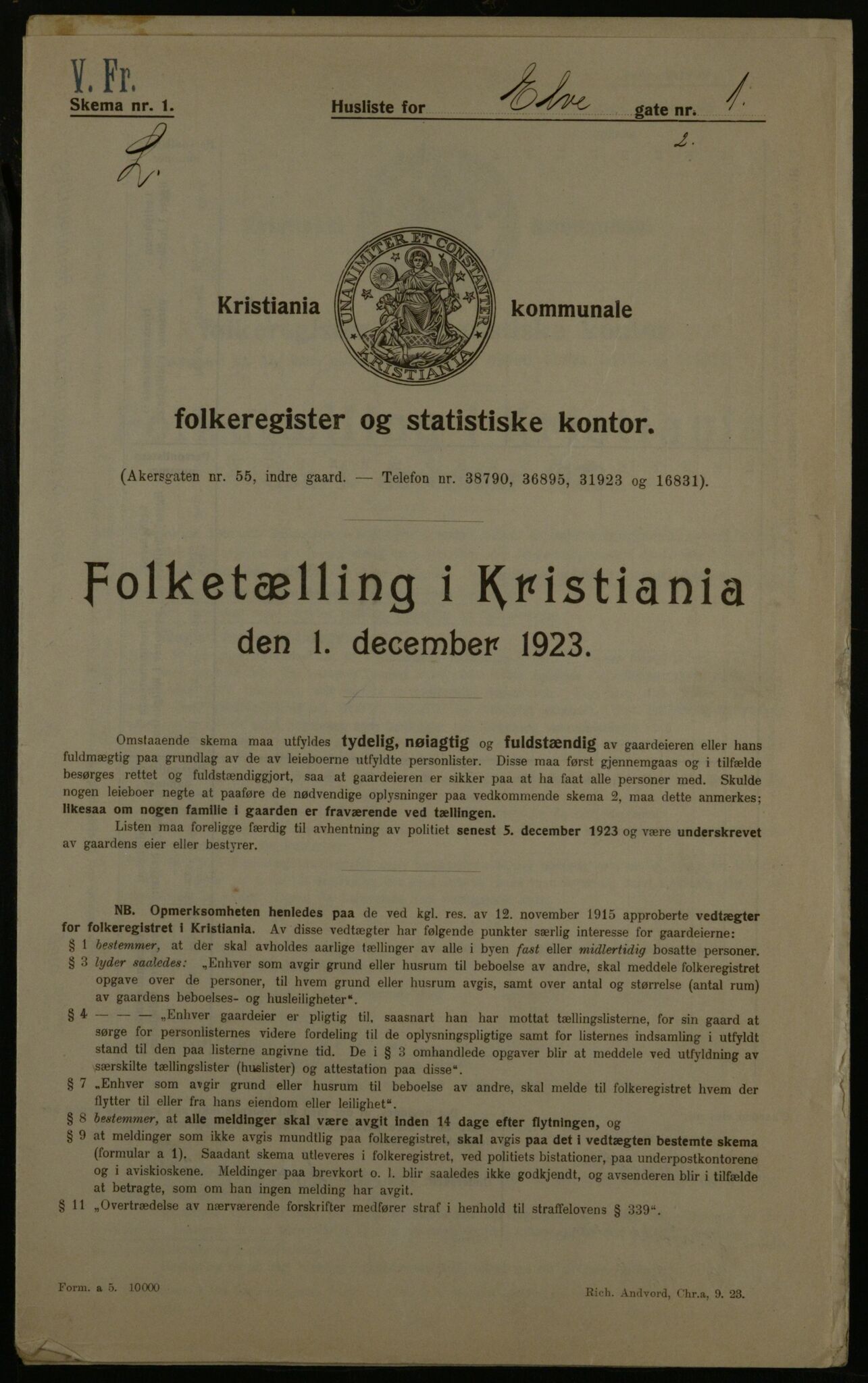 OBA, Municipal Census 1923 for Kristiania, 1923, p. 23234