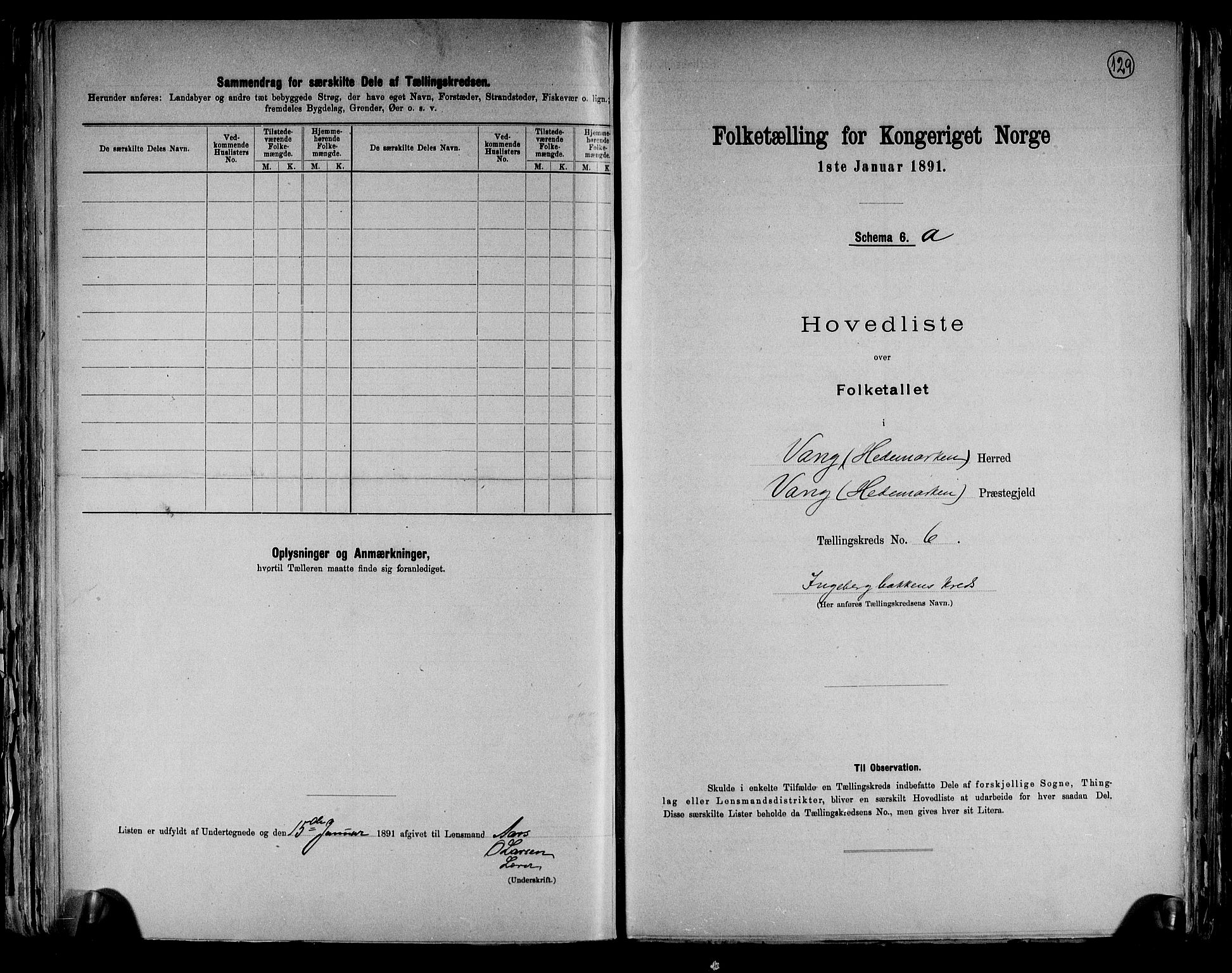 RA, 1891 census for 0414 Vang, 1891, p. 25