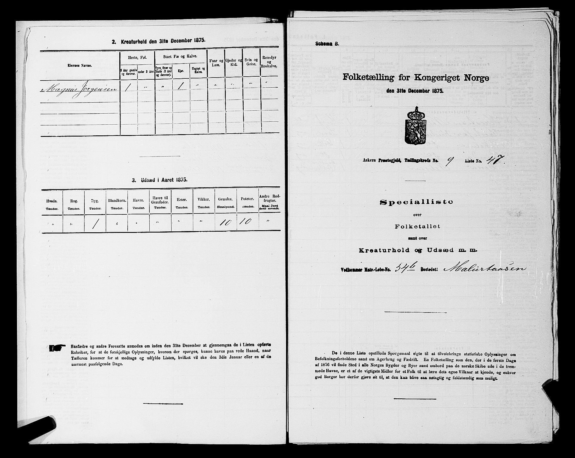 RA, 1875 census for 0220P Asker, 1875, p. 1657