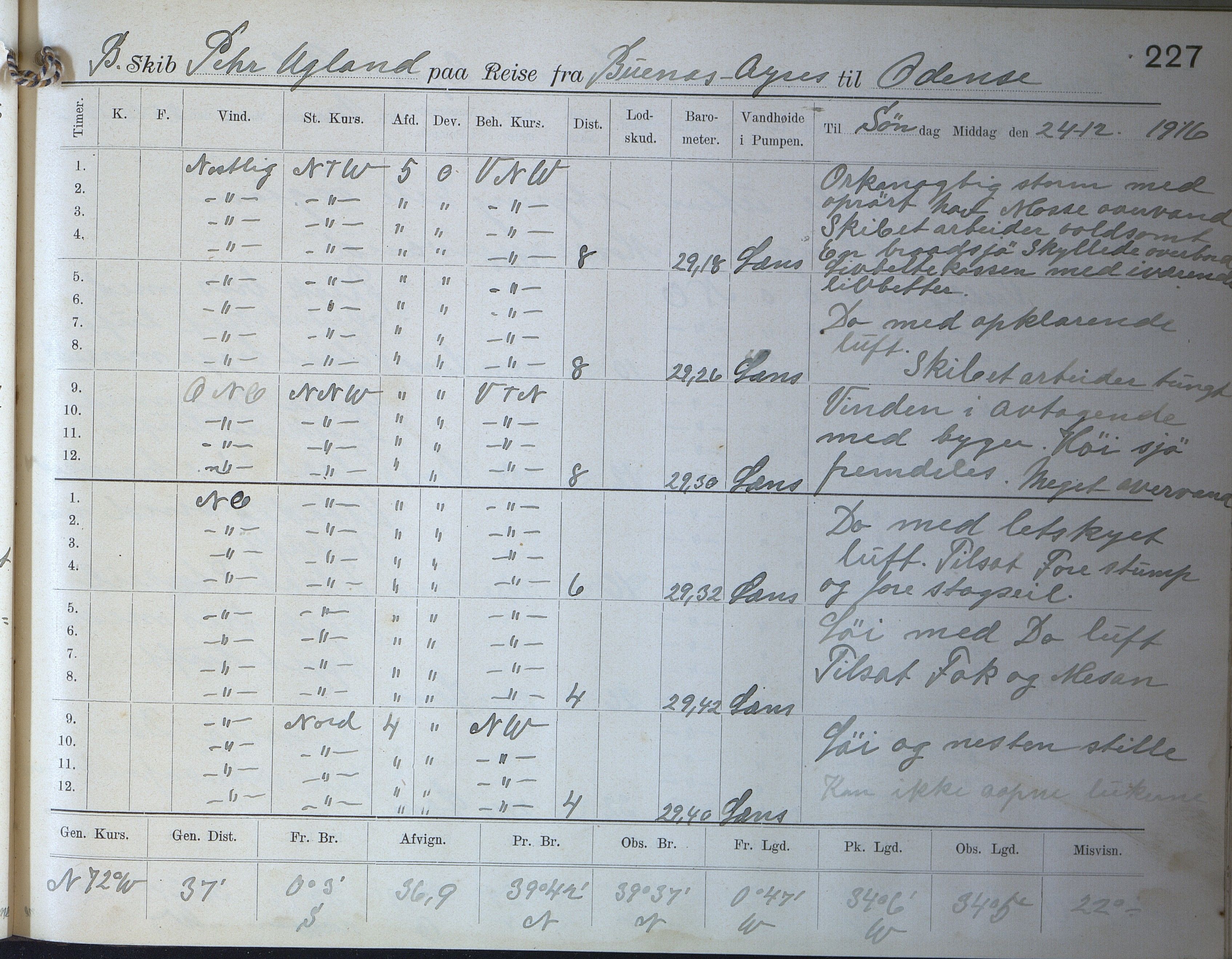 Fartøysarkivet, AAKS/PA-1934/F/L0272: Pehr Ugland (bark), 1891-1929, p. 227