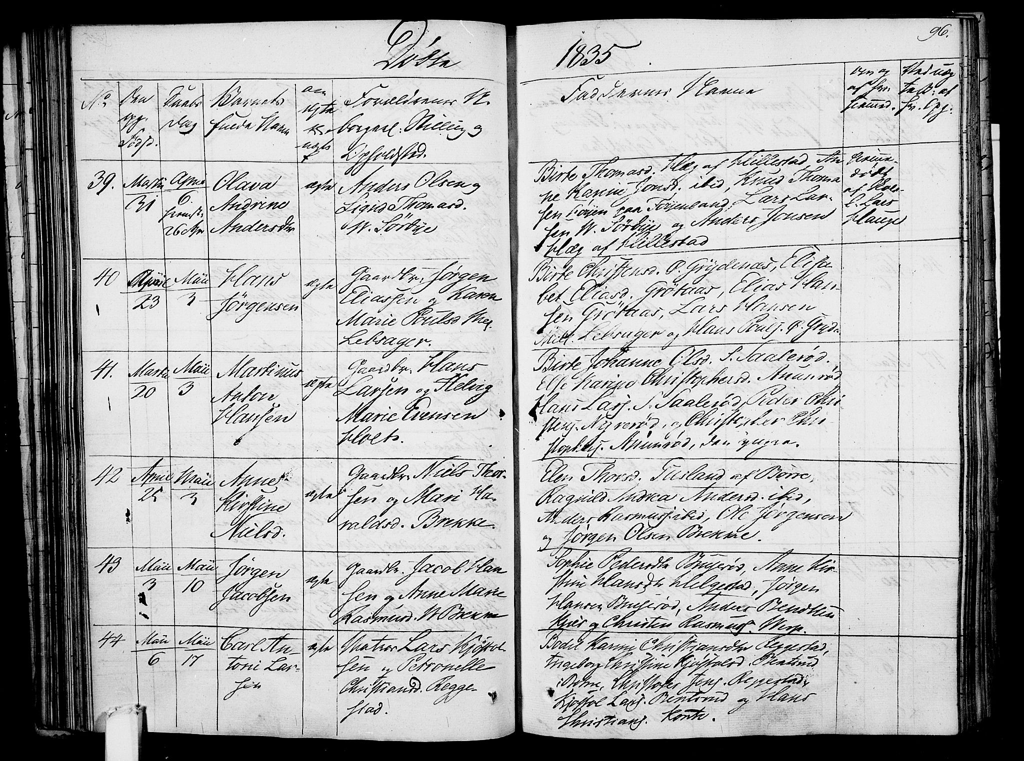 Våle kirkebøker, AV/SAKO-A-334/F/Fa/L0008: Parish register (official) no. I 8, 1824-1844, p. 96