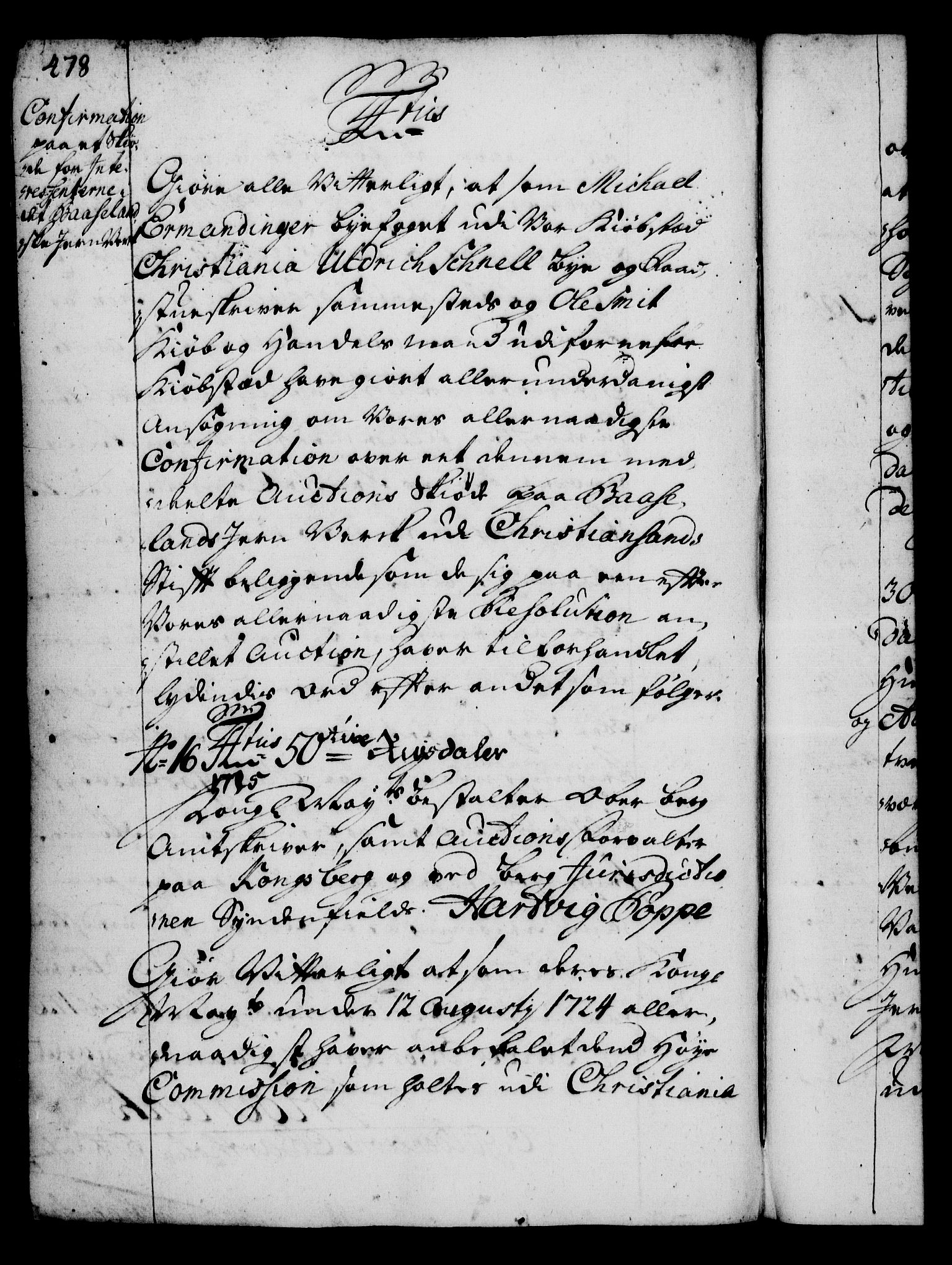 Rentekammeret, Kammerkanselliet, RA/EA-3111/G/Gg/Gga/L0002: Norsk ekspedisjonsprotokoll med register (merket RK 53.2), 1723-1727, p. 478